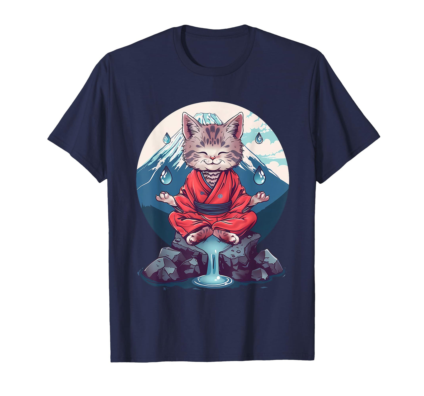 Meditation Cat Yoga Mountain Hindu Buddhist Zen Buddha Men Women Kids T-Shirt
