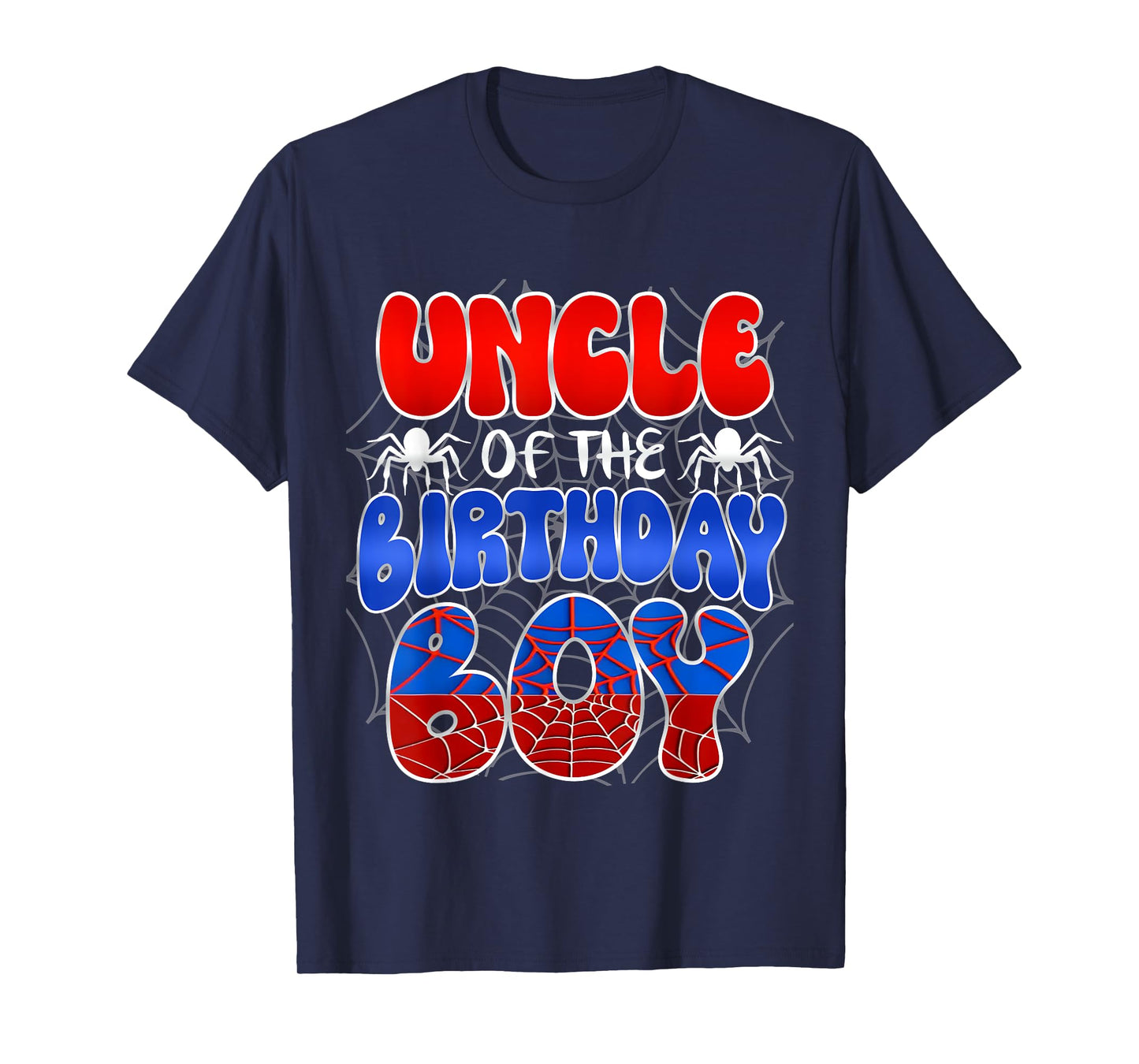Uncle of the Birthday Boy Costume Spider Web Birthday Party T-Shirt
