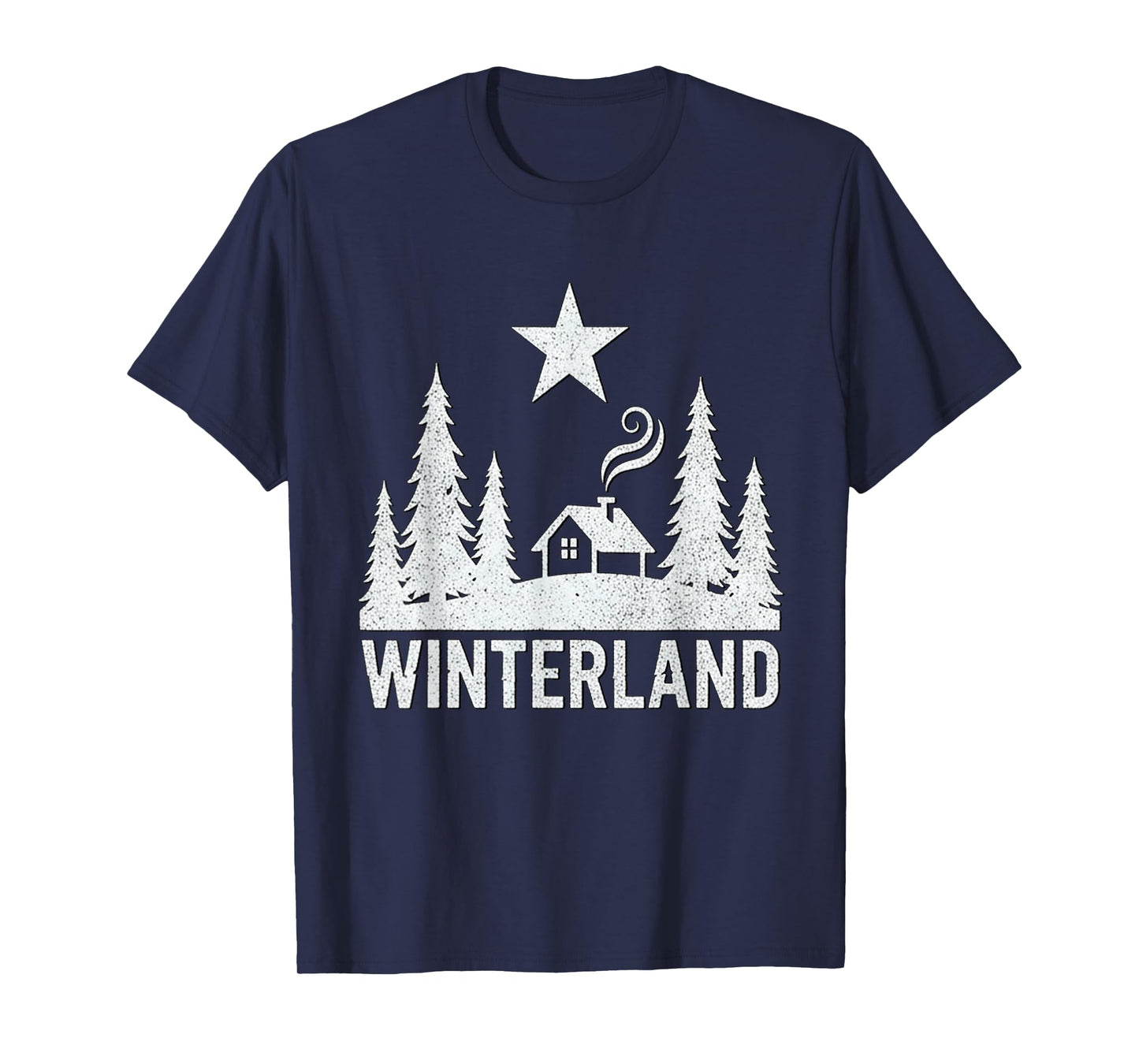 Winterland Rustic Cabin Forest Star Grunge Winter Snow T-Shirt