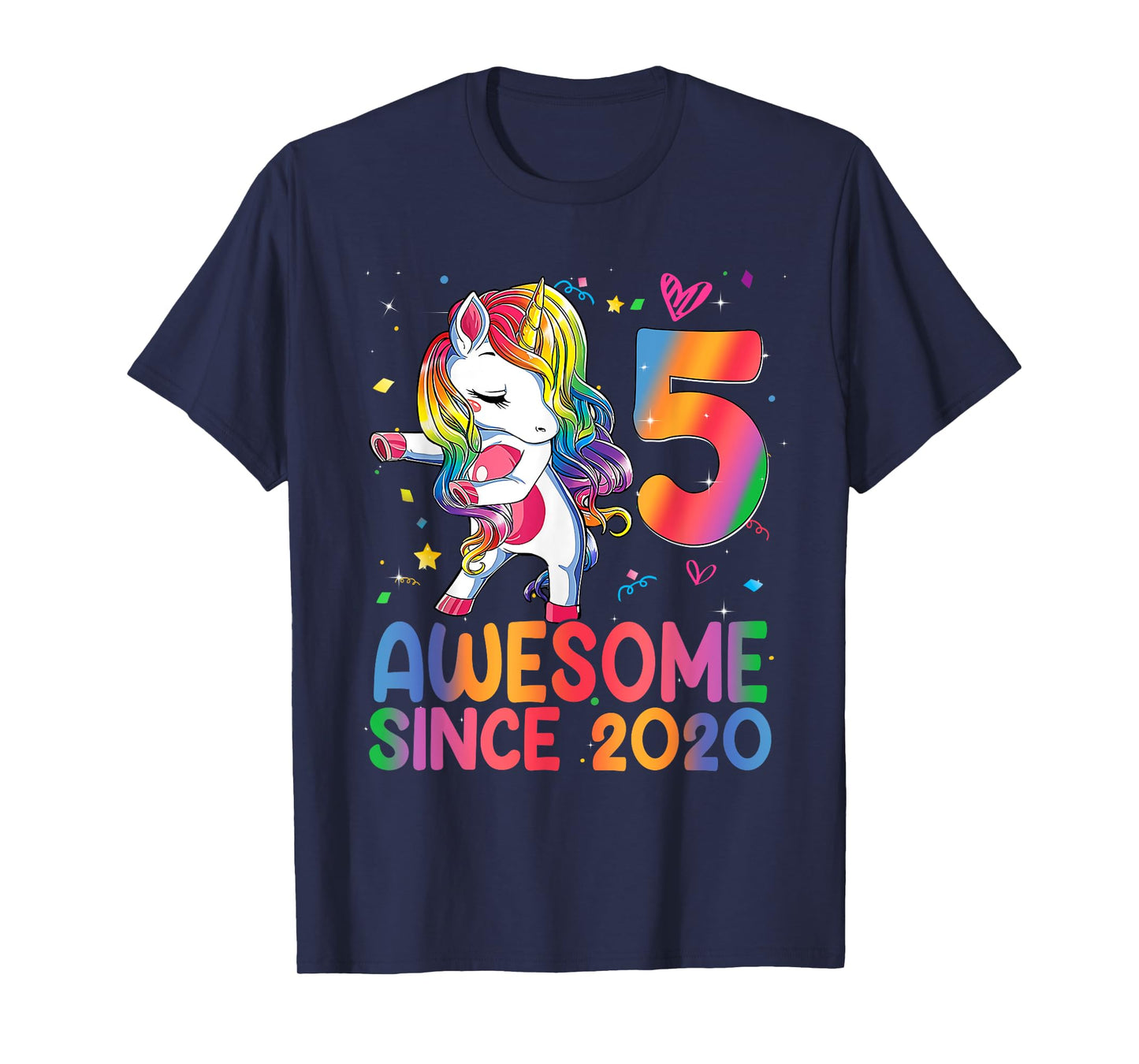 Awesome Since 2020 Unicorn 5th Birthday Gifts Girls Teens T-Shirt