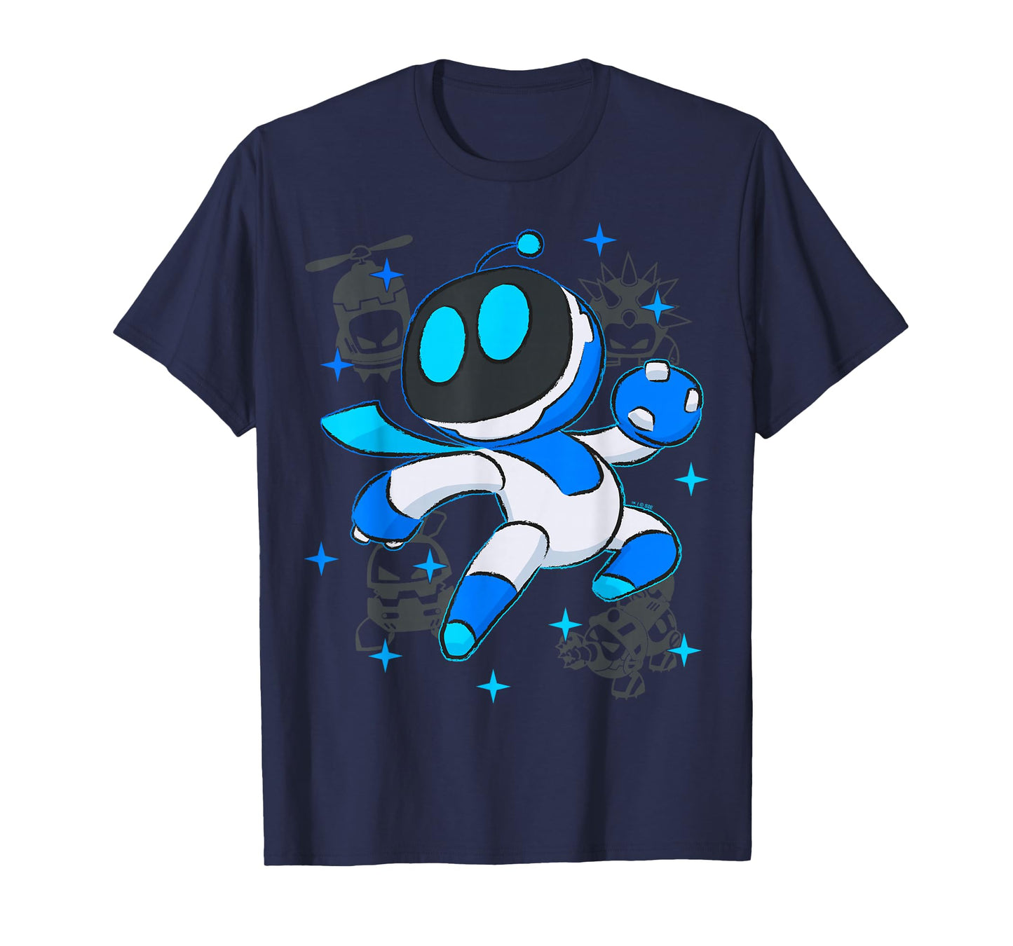 Astrobot PlayStation's Astro Bot Fighting Enemies in Space T-Shirt