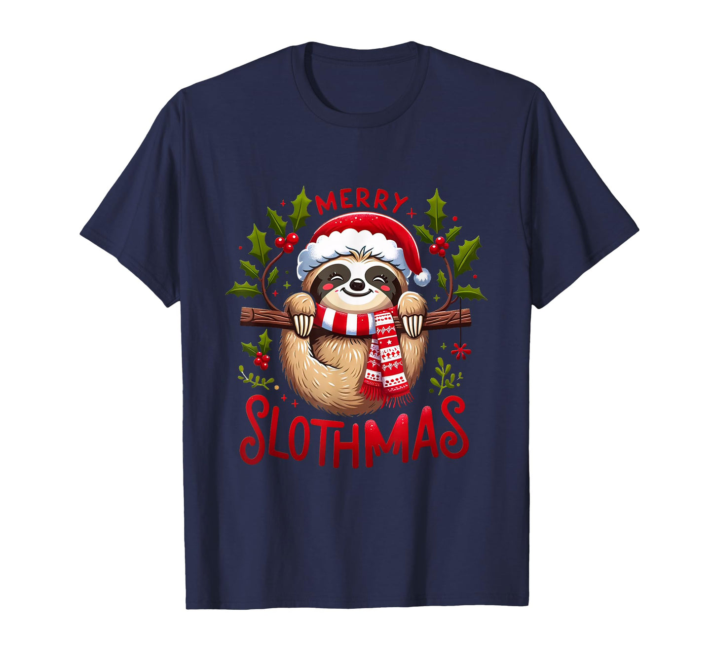 Merry Slothmas Cute Sloth Christmas Pajamas Women Girl Kids T-Shirt