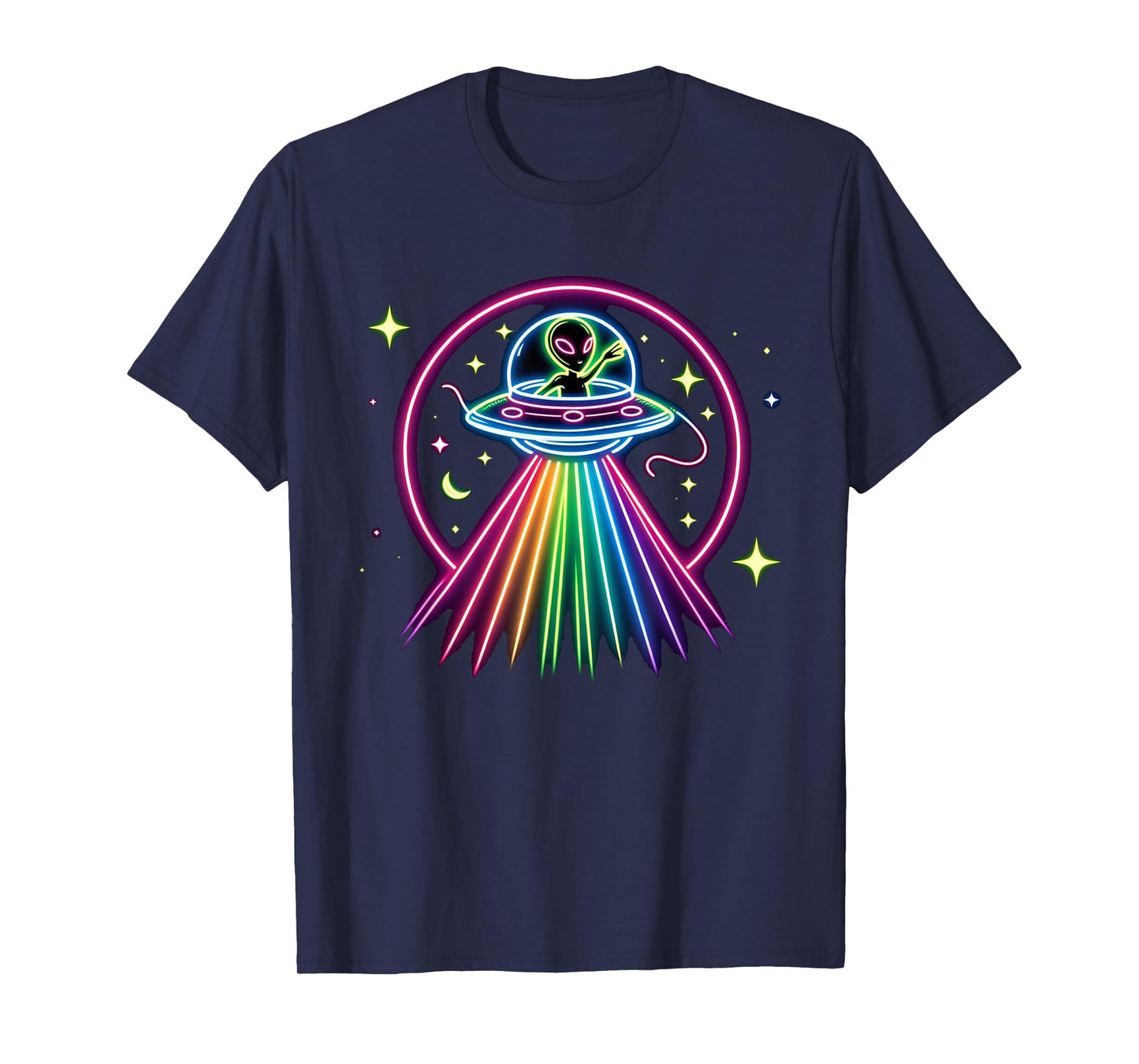 Space Alien UFO Neon Lights Rave Alien Lovers T-Shirt