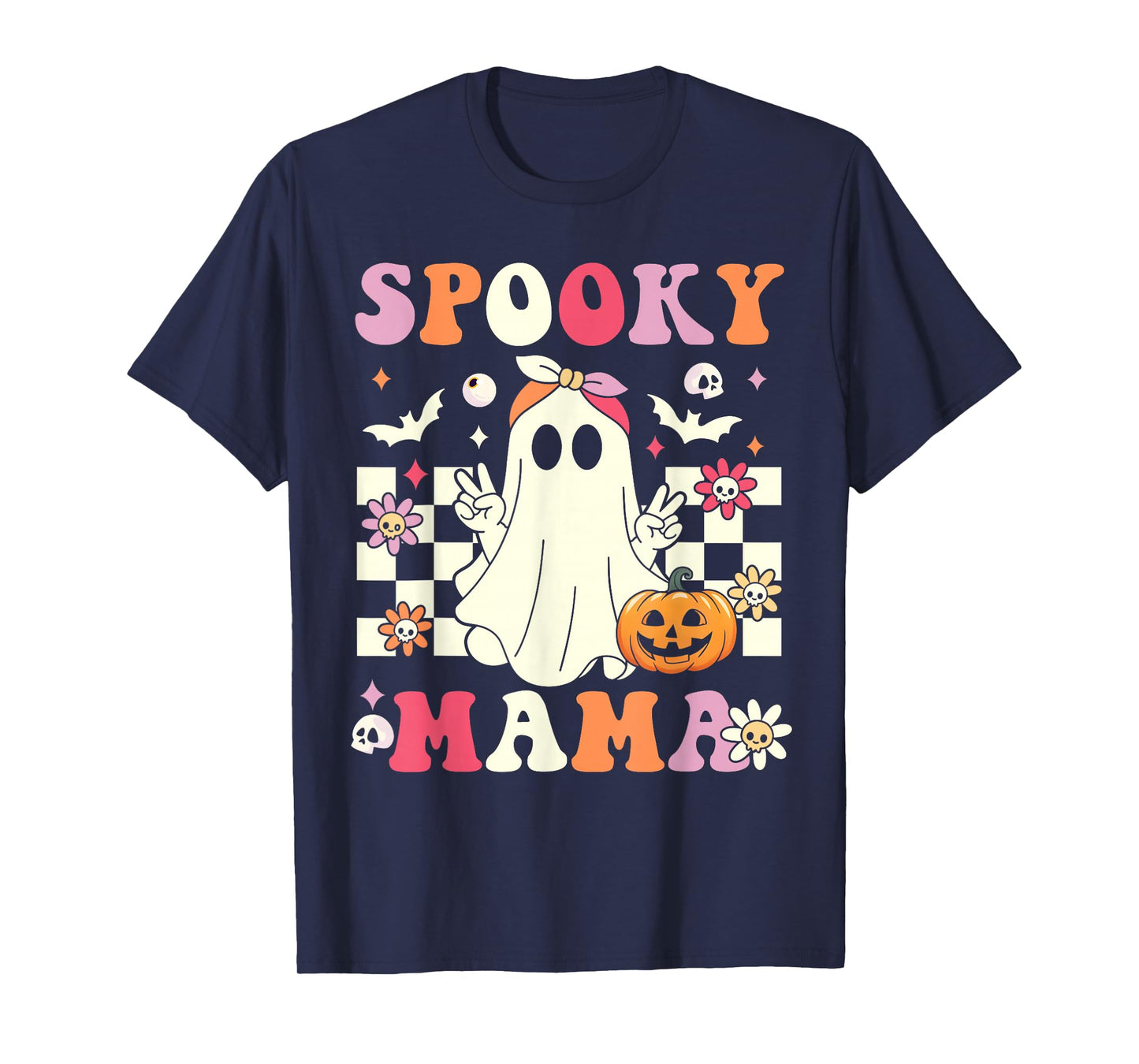 Spooky Mama Halloween Mom Ghost Costume Groovy T-Shirt