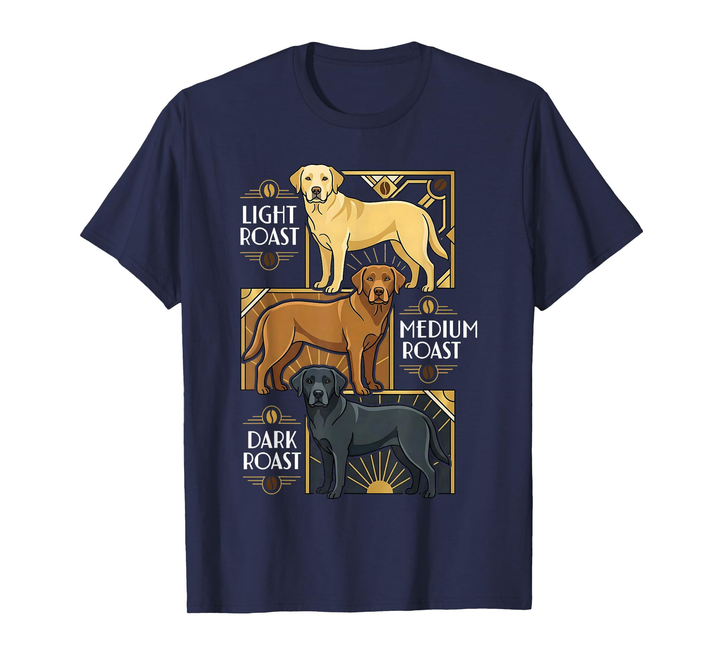 Funny Labrador Coffee Roasts Art Deco Black Yellow Lab Tee T-Shirt