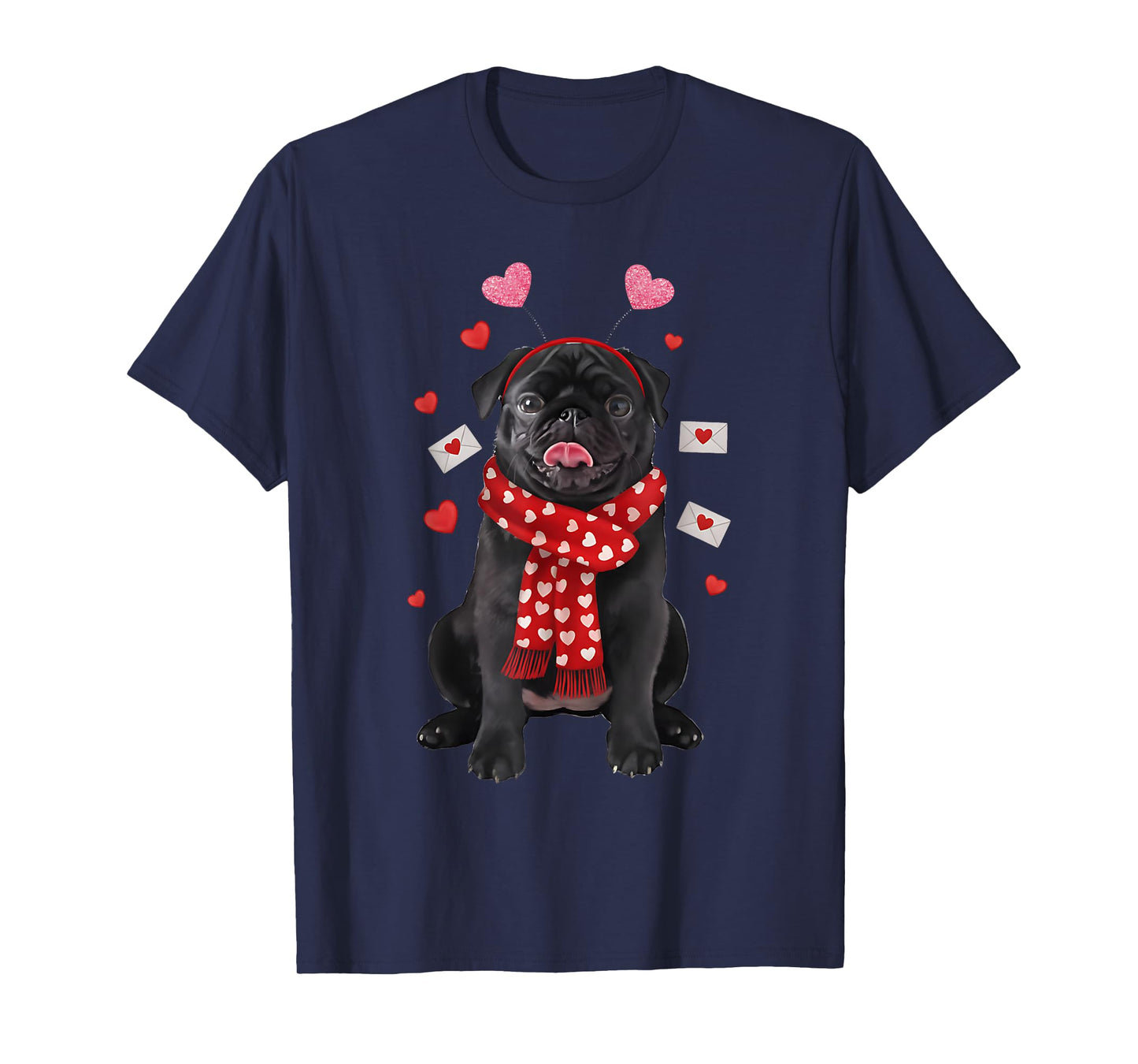 Cute Pug Valentine’s Day Dog Mom - Funny Black Pug Dog Lover T-Shirt