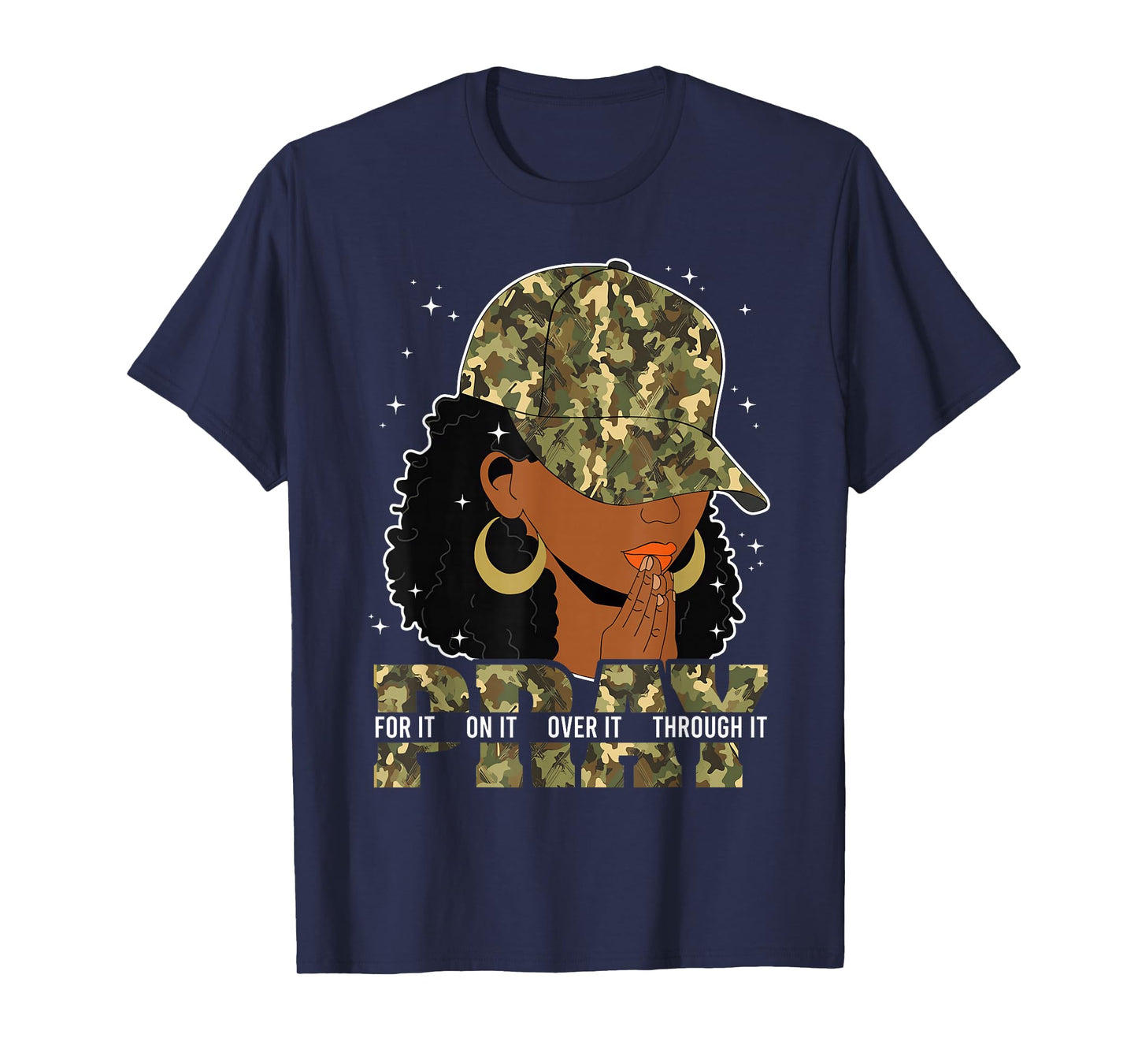 Pray On It Pray Over It Black Woman Afro Christian Sayings T-Shirt