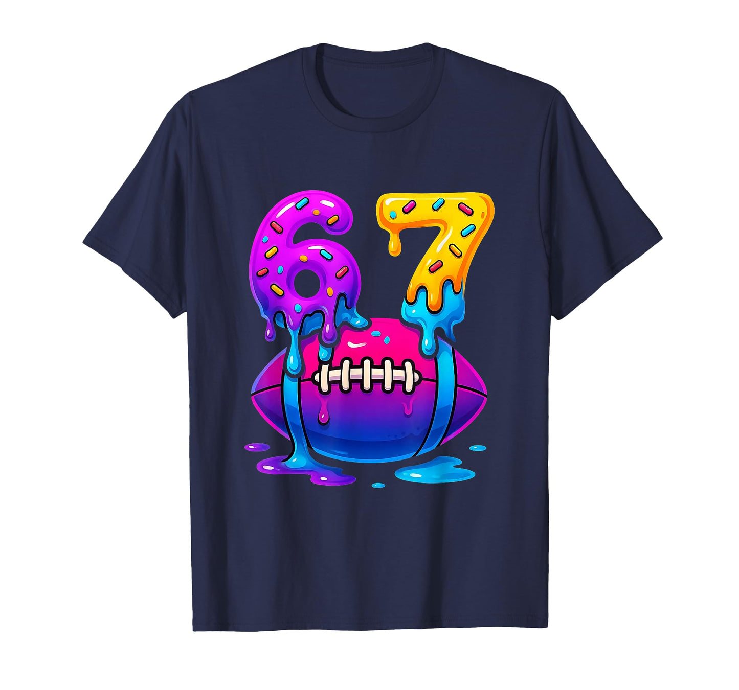 Dripping Six Seven 67 Meme Football Ice Cream Kids Sports T-Shirt