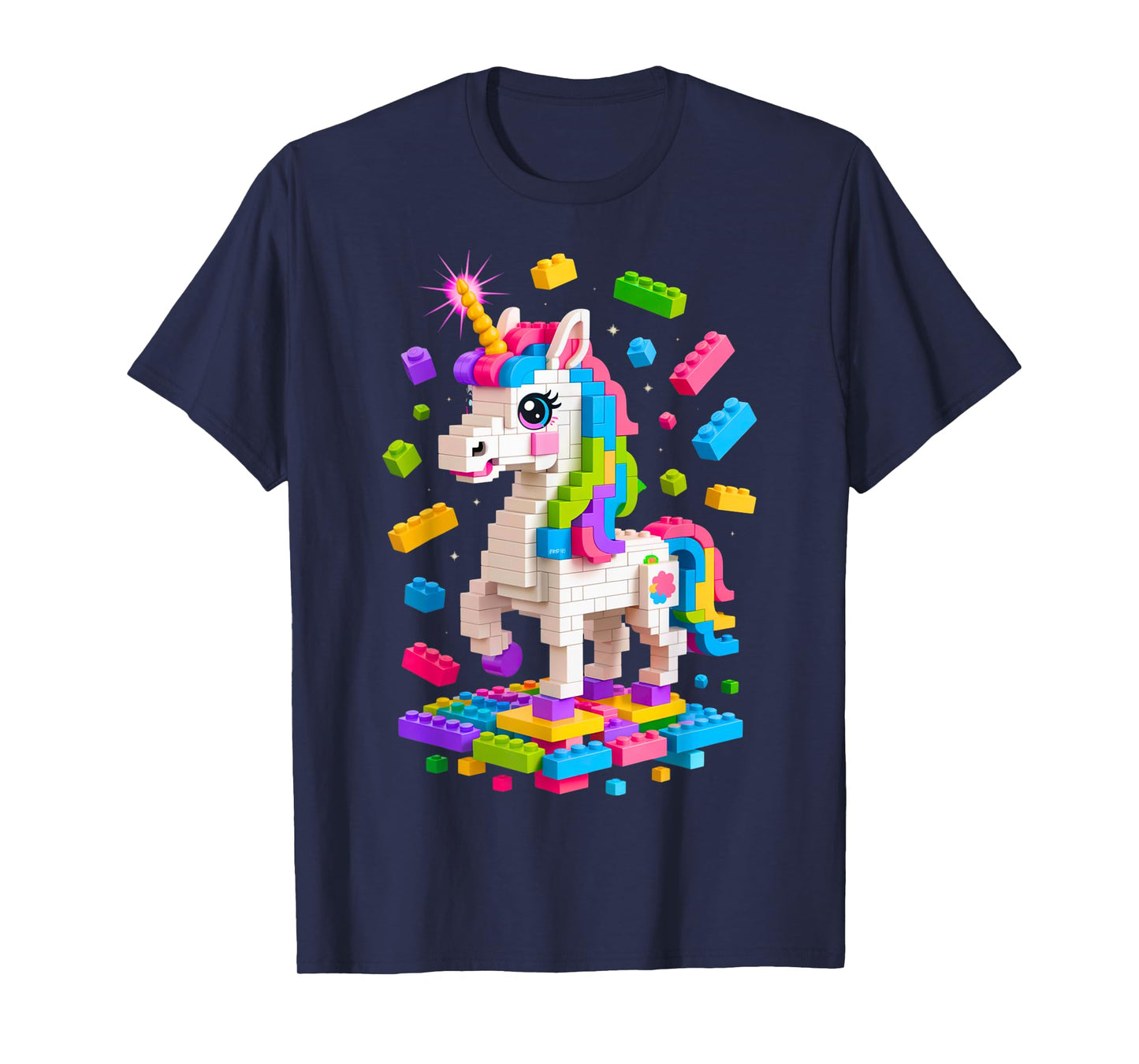 Unicorn Lover Master Builder Building Bricks Blocks Toy Kids T-Shirt