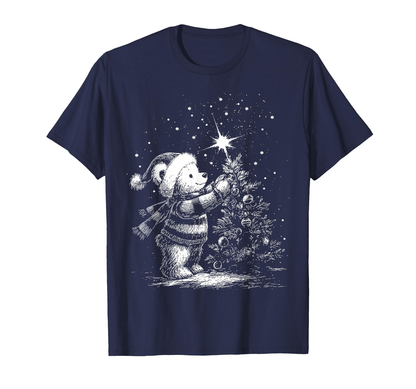 Vintage Bear Christmas Retro Christmas Tree and Teddy Bear T-Shirt