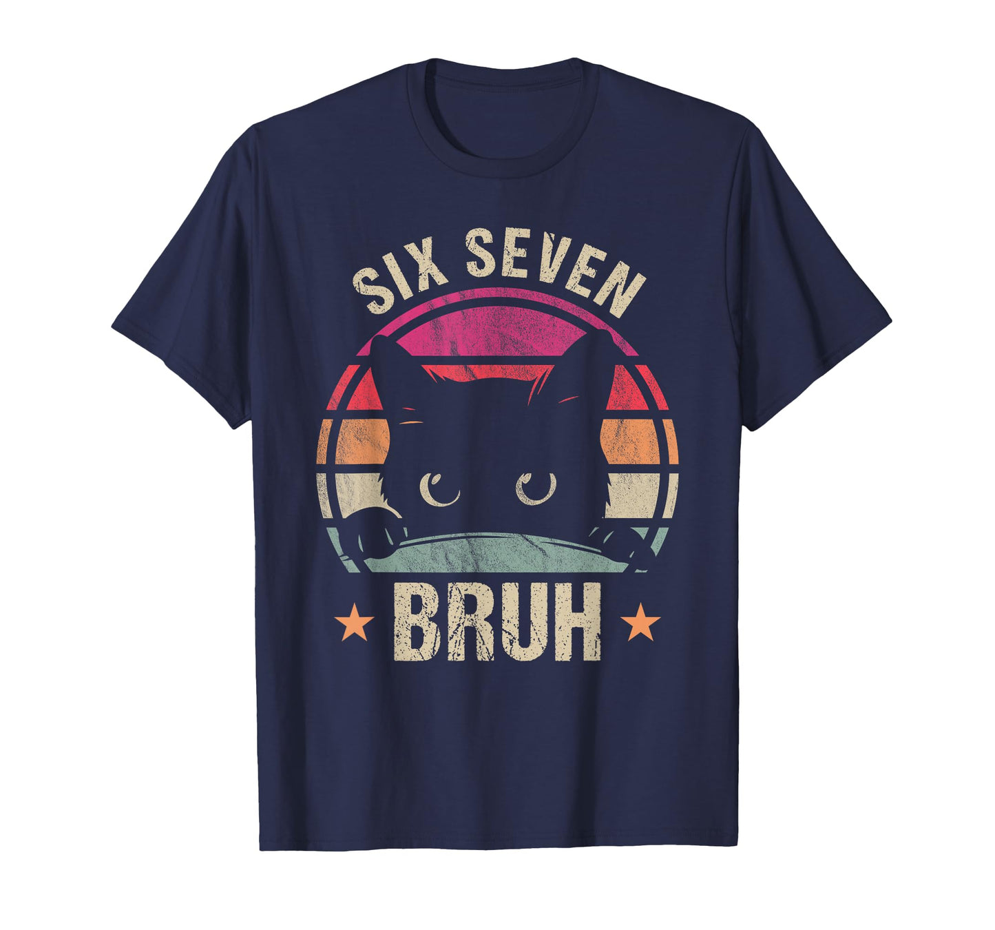 67 Bruh Black Cat Meme Six Seven 6 7 Kids Boys Men Women T-Shirt