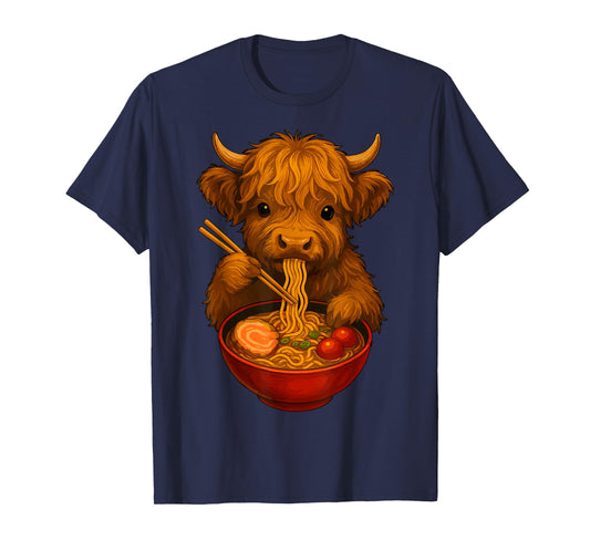 Highland Cow Eating Ramen T-Shirt