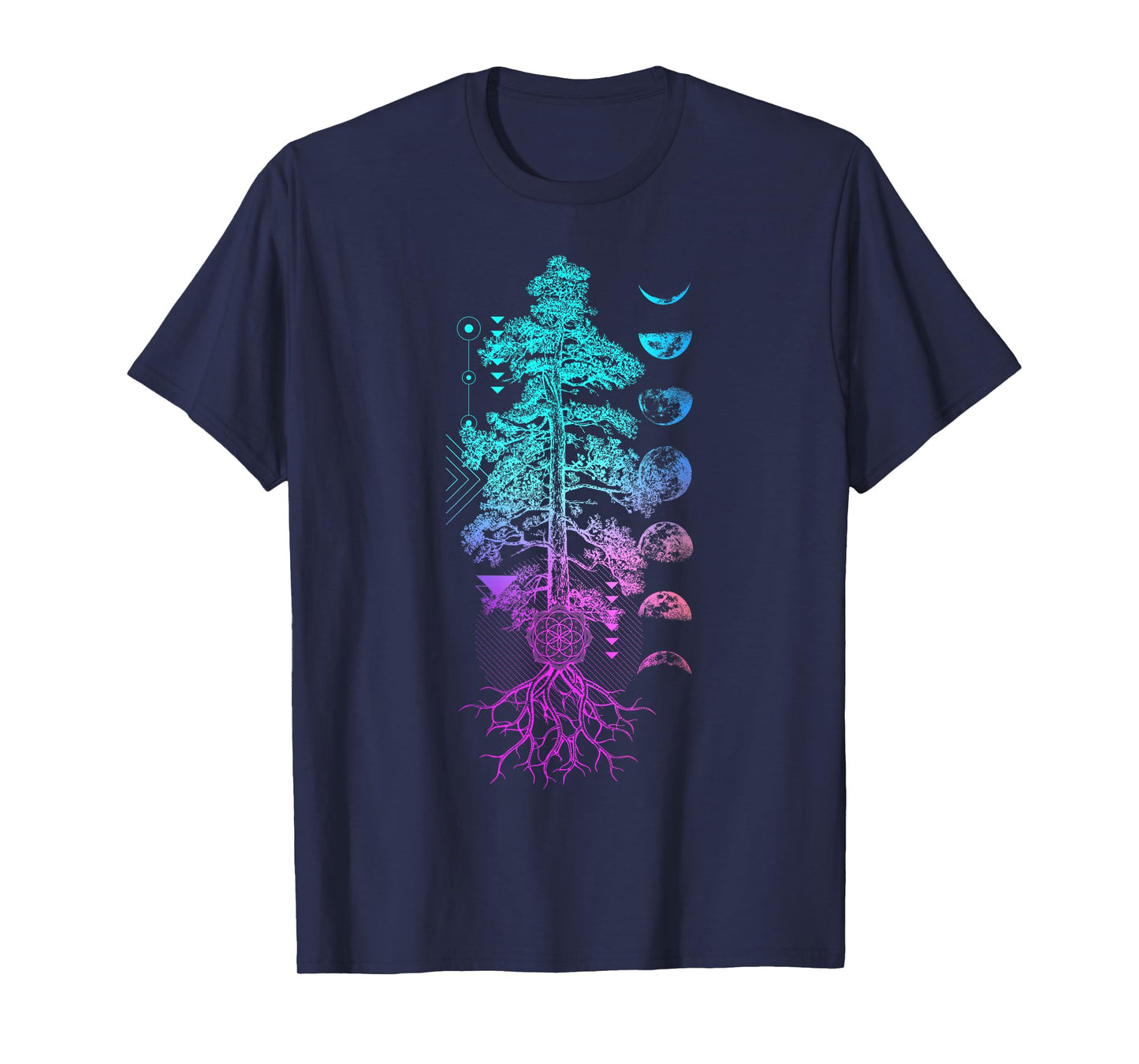 Tree of Life Phases of the Moon Yoga Chakra Gift T-Shirt