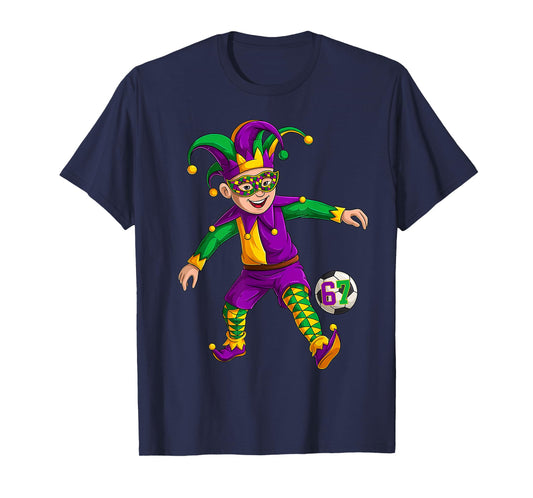 Jester Playing Soccer Mardi Gras 6 7 Meme Gen Alpha Slang T-Shirt