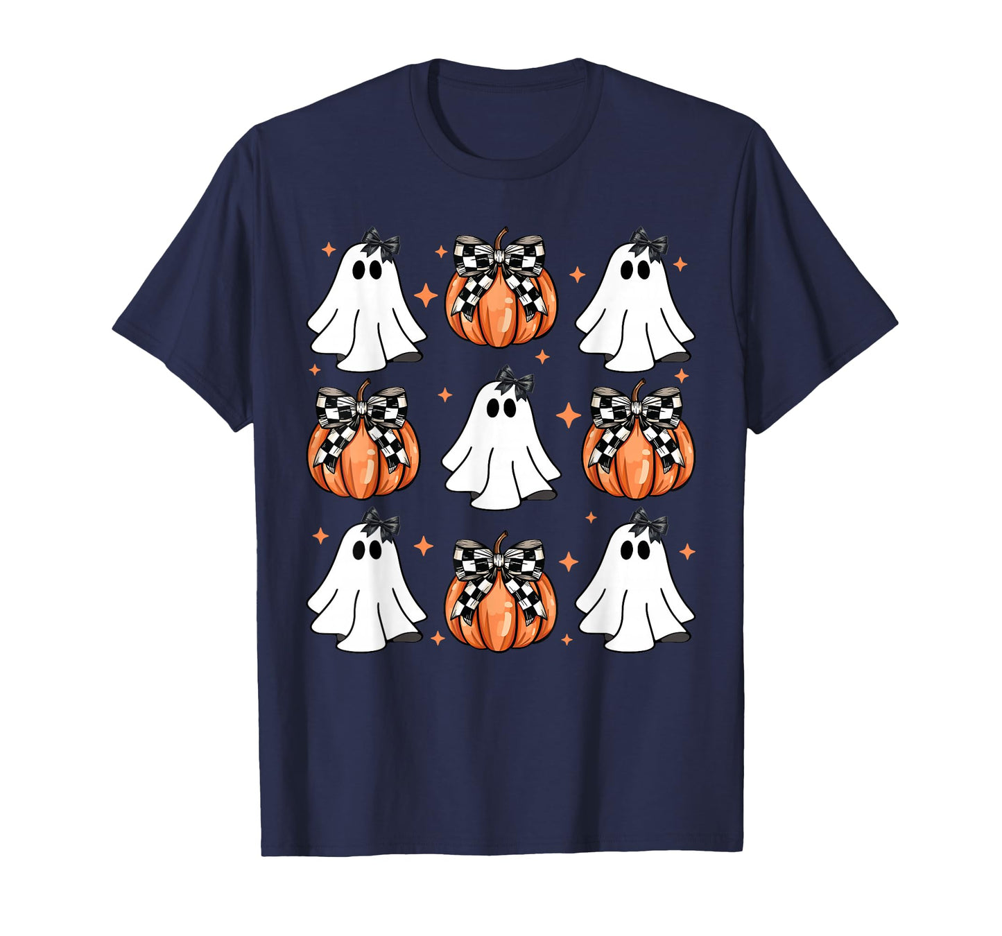 Coquette Bow Pumpkin Ghost Halloween Girly Ghost Women Girl T-Shirt