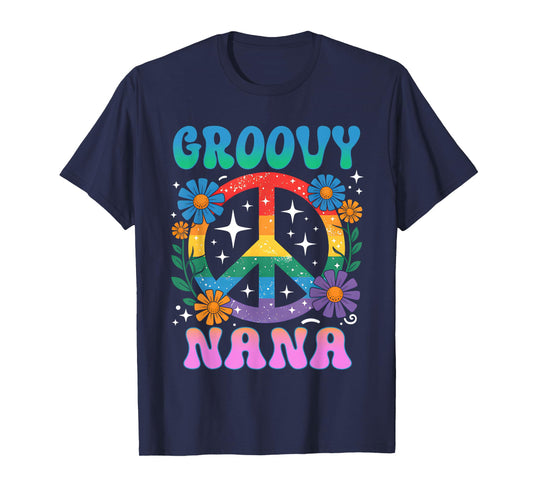 Groovy Nana Floral Hippie Funny Mother's Day Mom Women T-Shirt