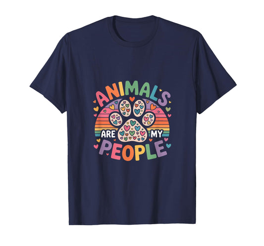 Animals are My People Rainbow Paw Animal Lover T-Shirt