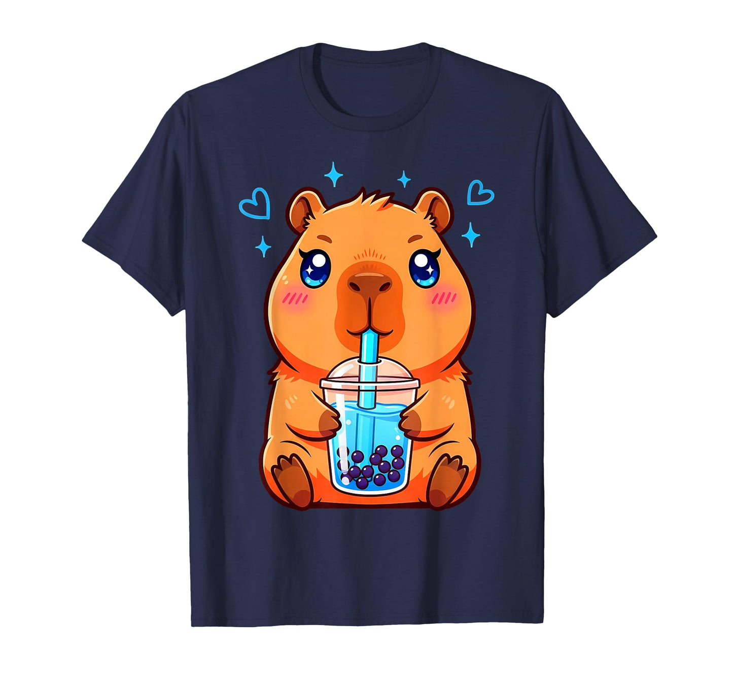 Cute Capybara Kawaii Anime Girls Drinking Boba Tea Lover T-Shirt