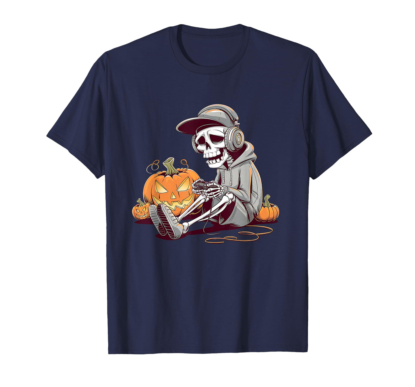 Halloween Skeleton Gamer Video Gaming Boys Men Kids Tees T-Shirt