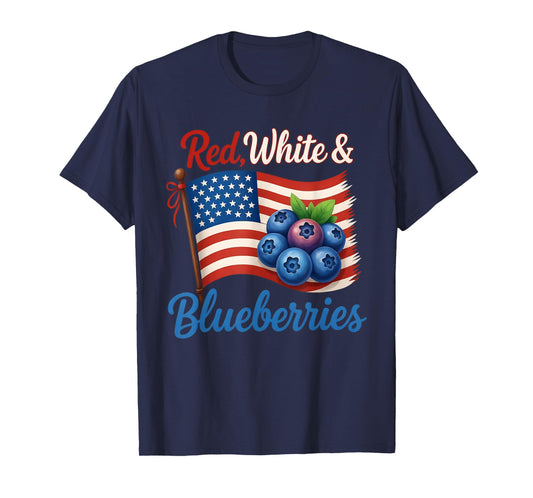 Red White Blueberries Funny Patriotic USA Flag Vintage T-Shirt