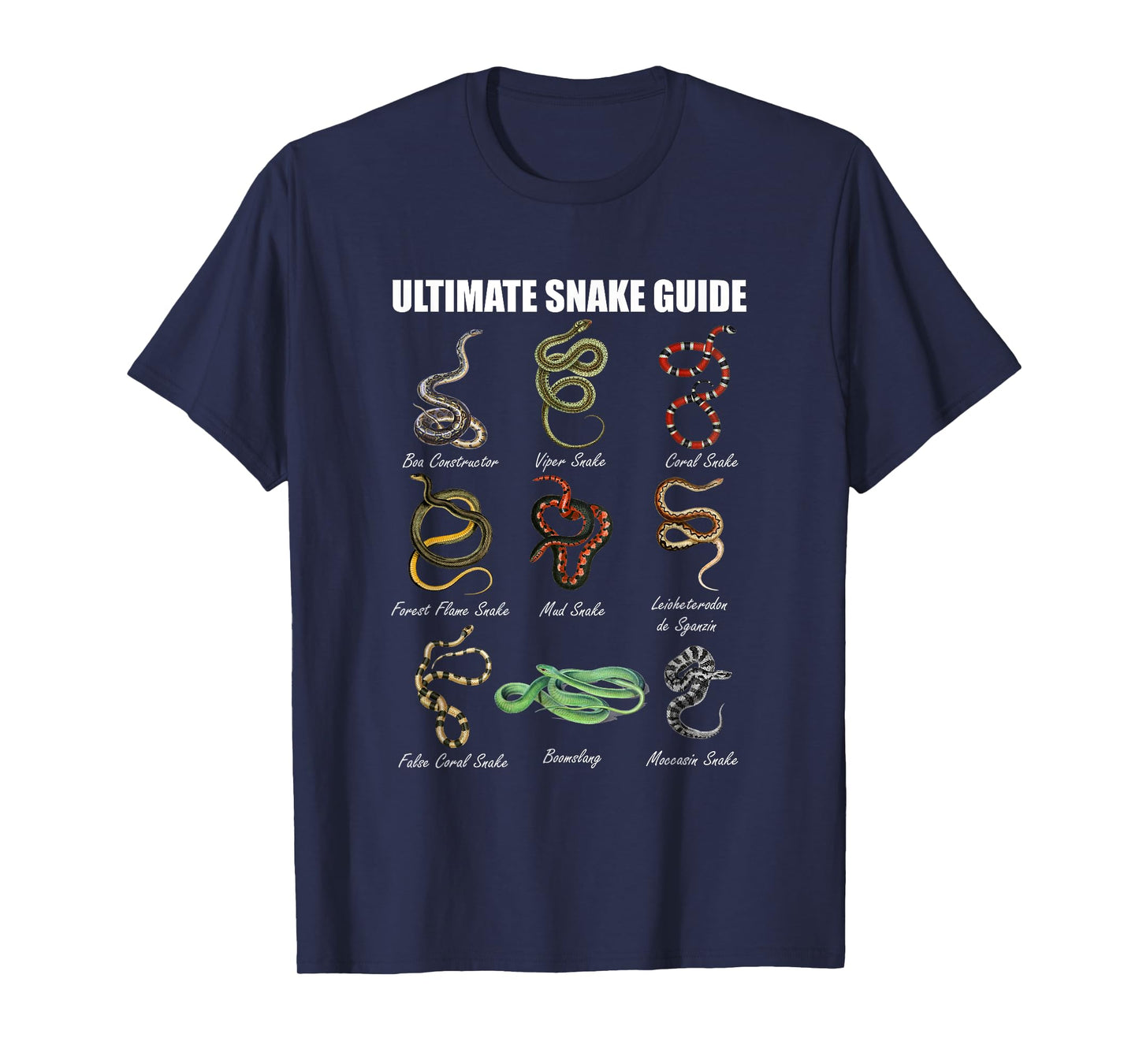 Snakes Educational Ultimate Snake Guide Reptile Lover T-Shirt