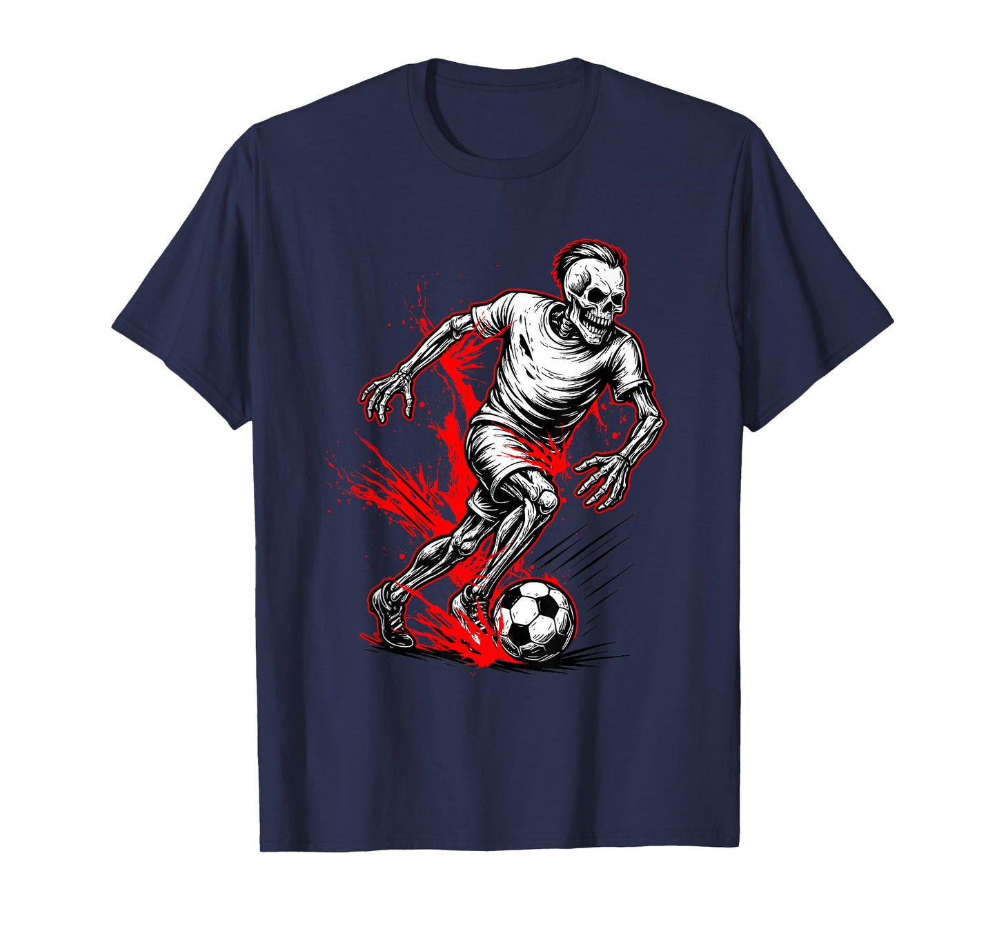 Skeleton Soccer Player - Spooky Halloween Ghost T-Shirt