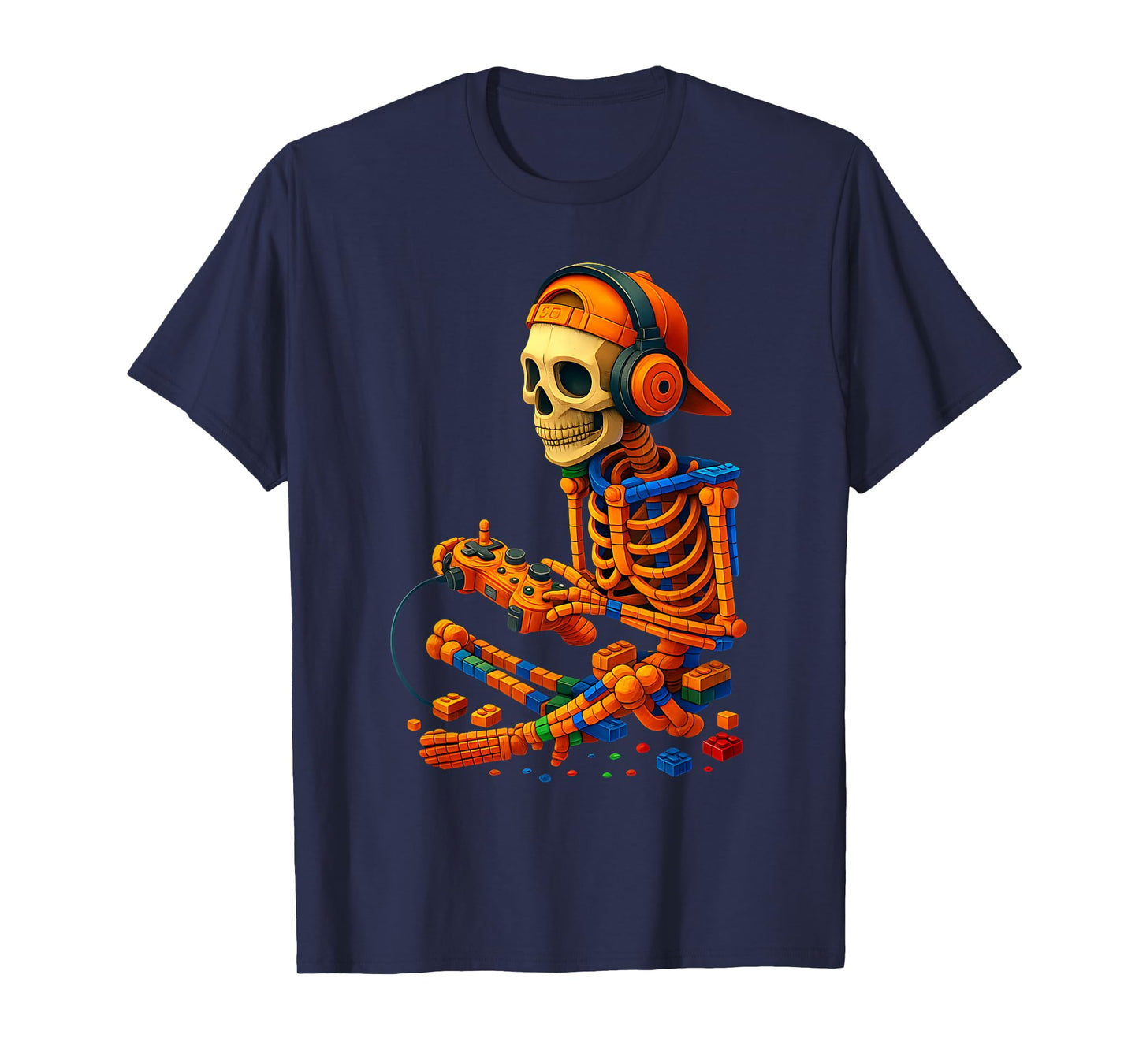 Halloween Skeleton Gamer Video Gaming Master Builder Boys T-Shirt