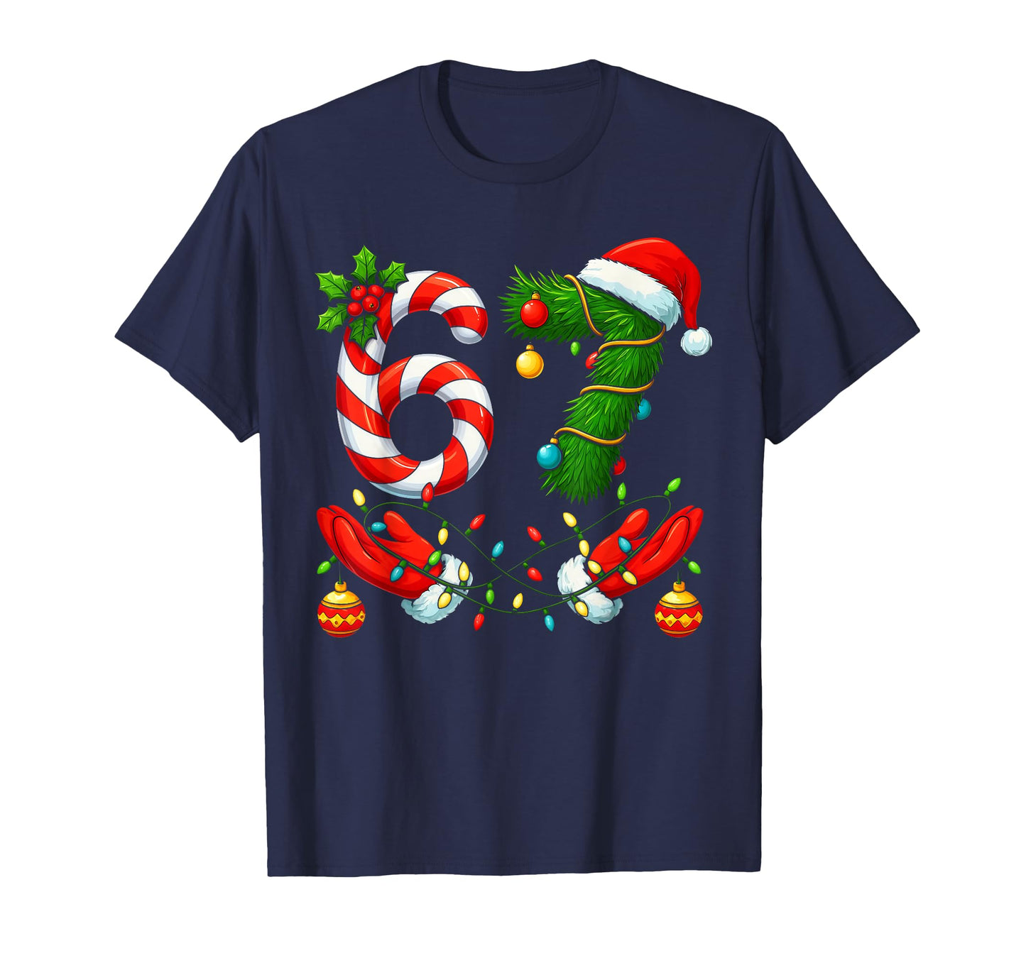 67 Christmas 6 7 Meme Pajamas Holiday Gen Alpha Slang T-Shirt