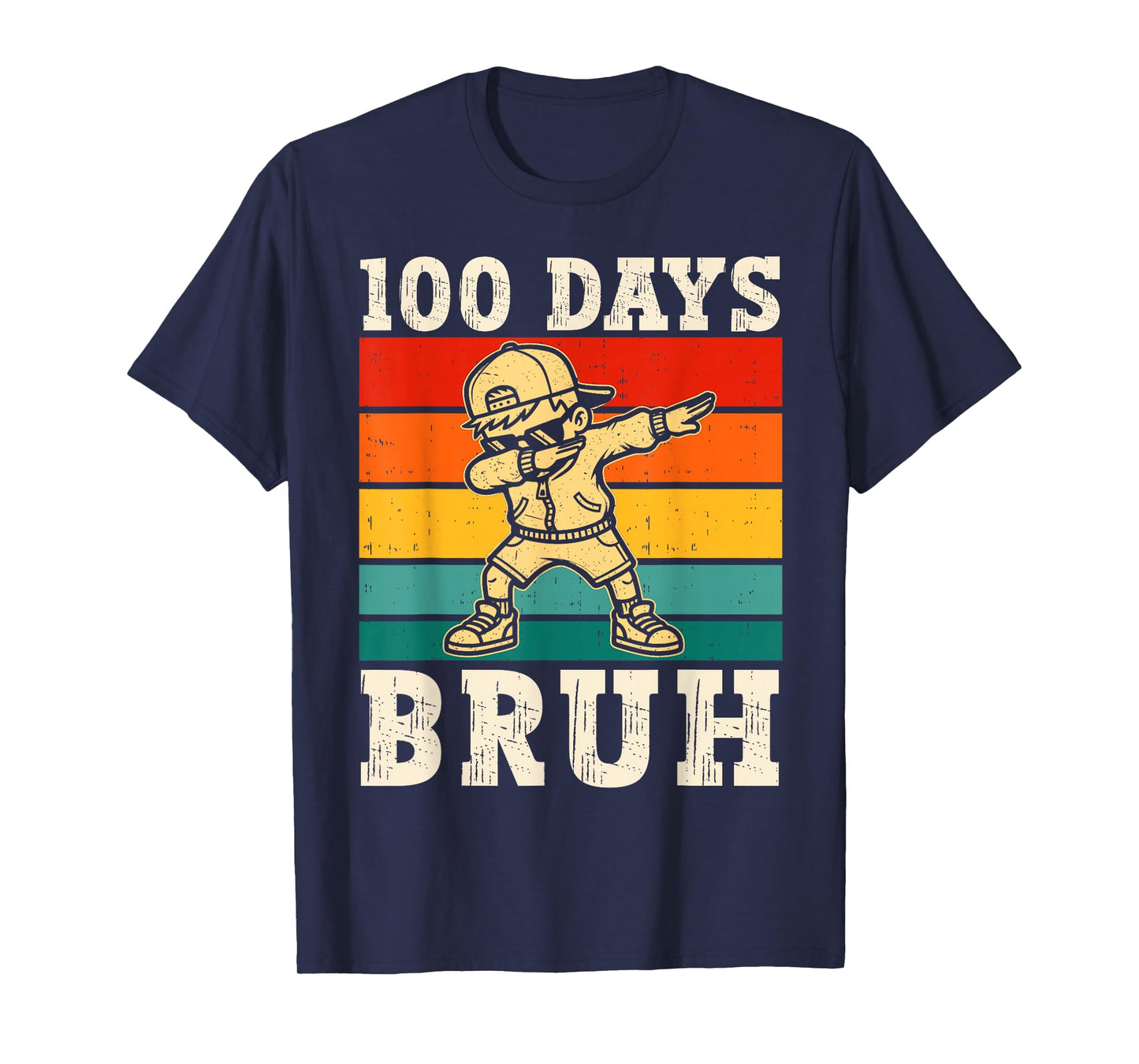 100 Days Bruh Dabbing Boys Funny 100th Day of School Kids T-Shirt