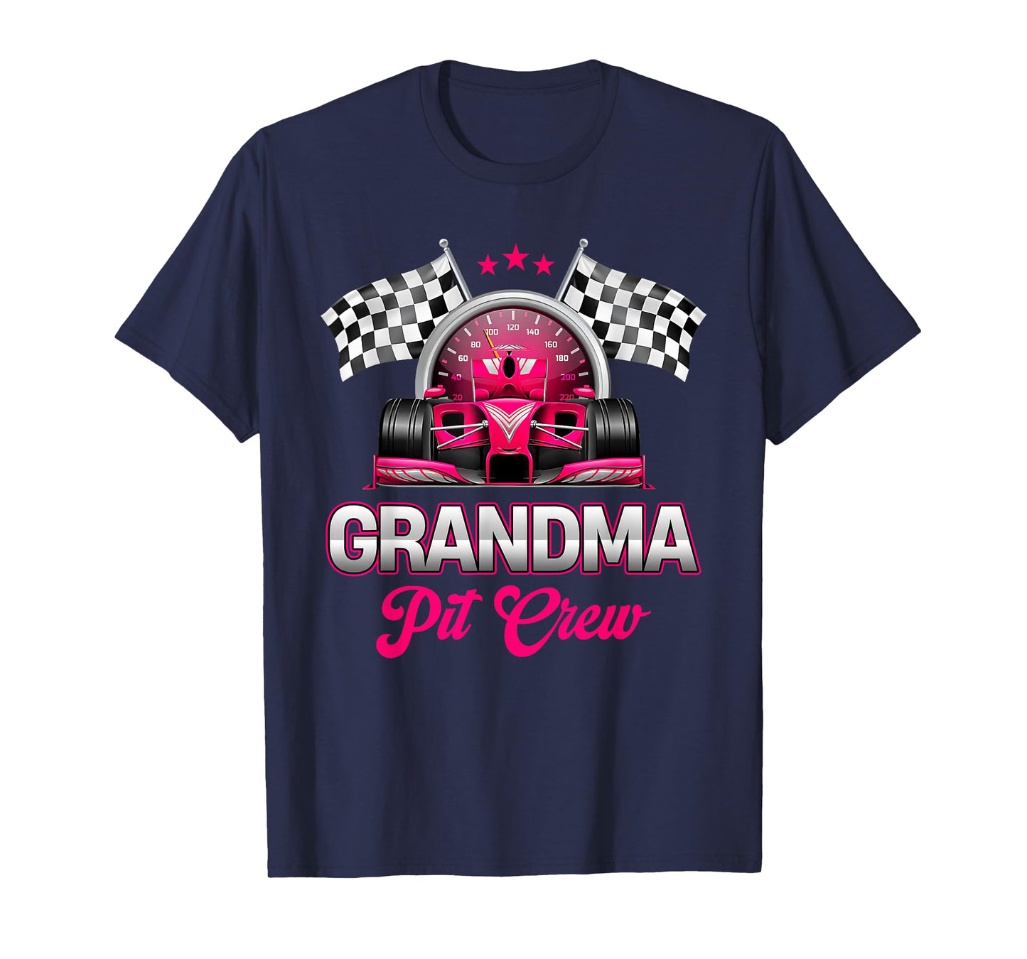 Grandma Pit Crew Race Car Birthday Girl Party Racing Family T-Shirt