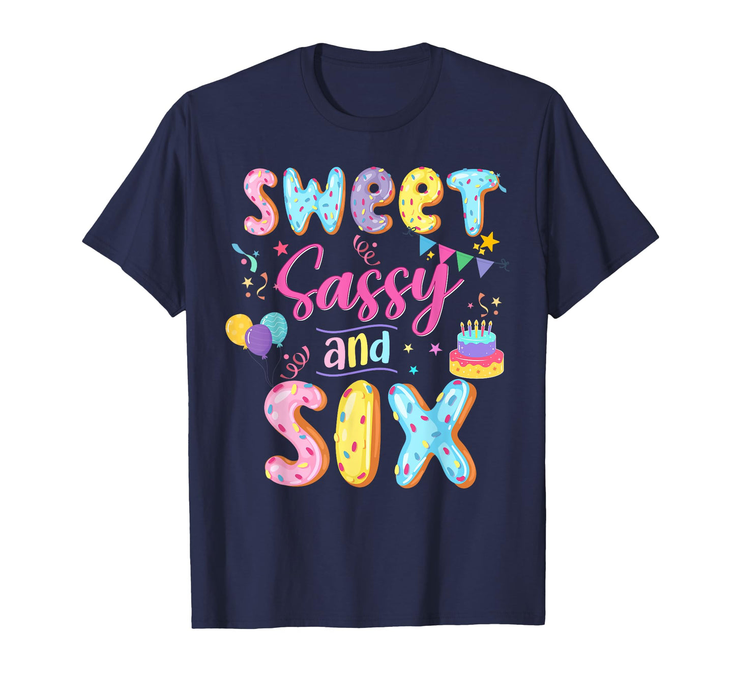 6Th Birthday Girl Sweet Sassy And Six Donut 6 Year Old Kid T-Shirt