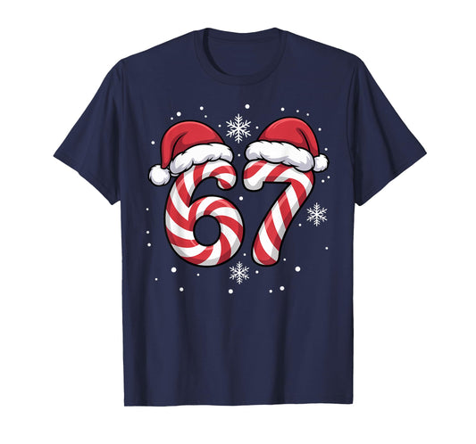 Funny Viral 67 Candy Canes Santa Funny Holiday Kids Humor T-Shirt