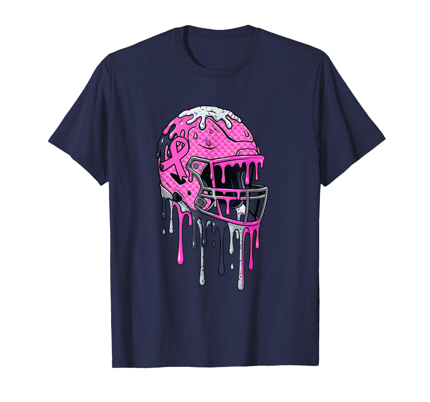 Pink Football Helmet Breast Cancer Ice Cream Drip Boys Kids T-Shirt