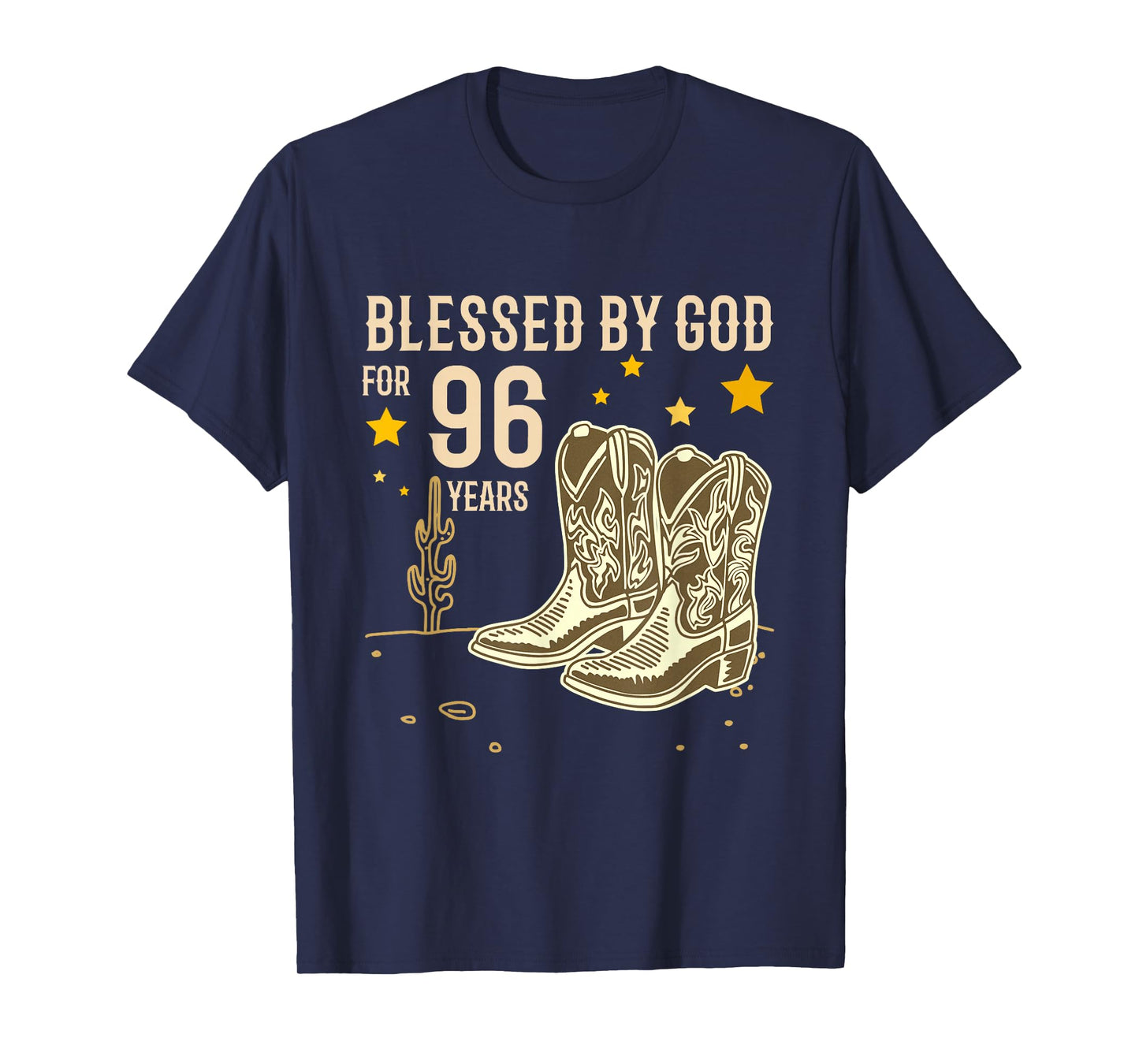 Vintage Blessed by God for 96 Years Cowboy 96th Birthday Men T-Shirt