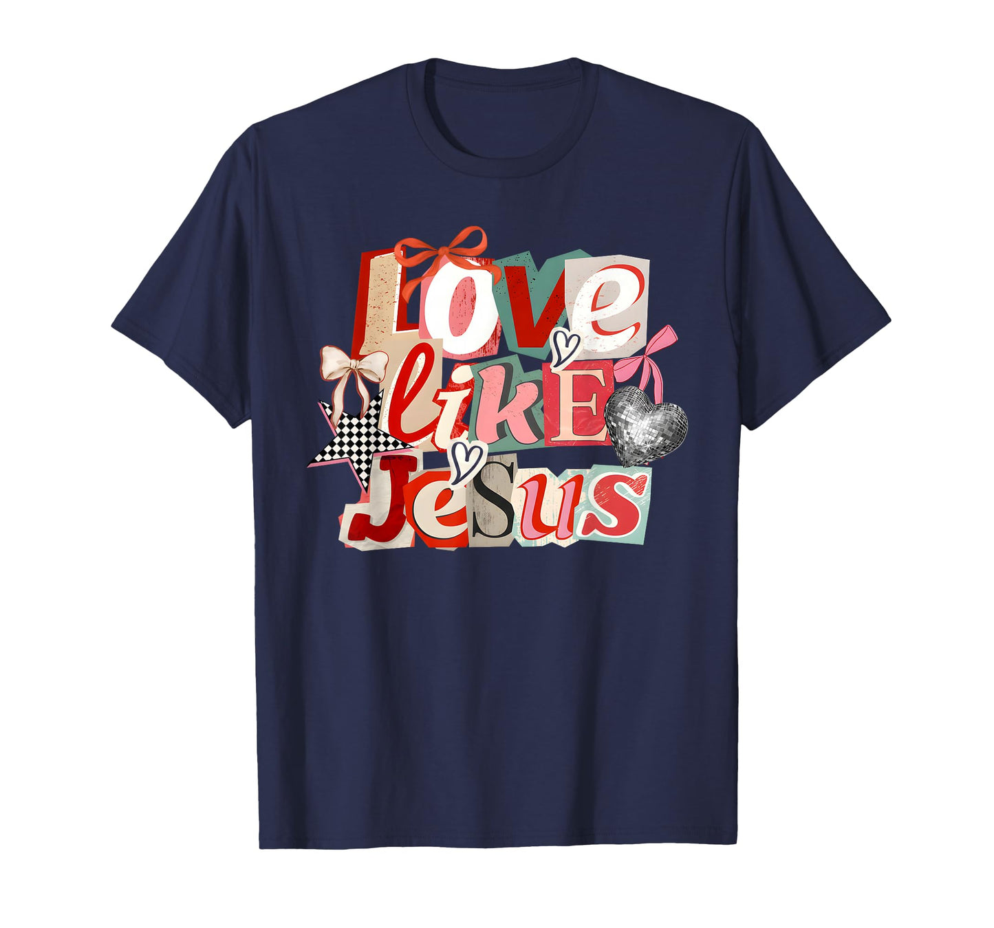 Retro Love Like Jesus Christian Aesthetic 80s Valentines Day T-Shirt