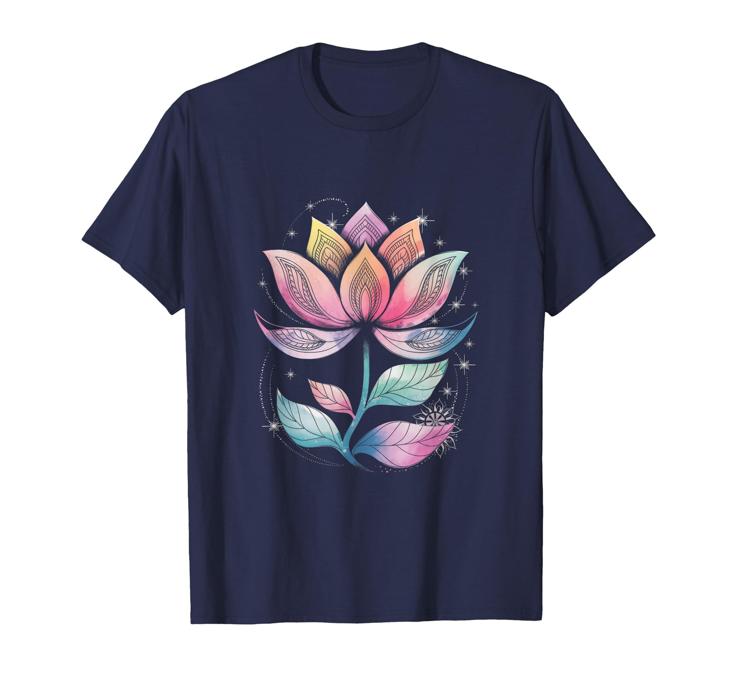 Bohemian Rainbow Lotus Flower Yoga Lotus flower T-Shirt