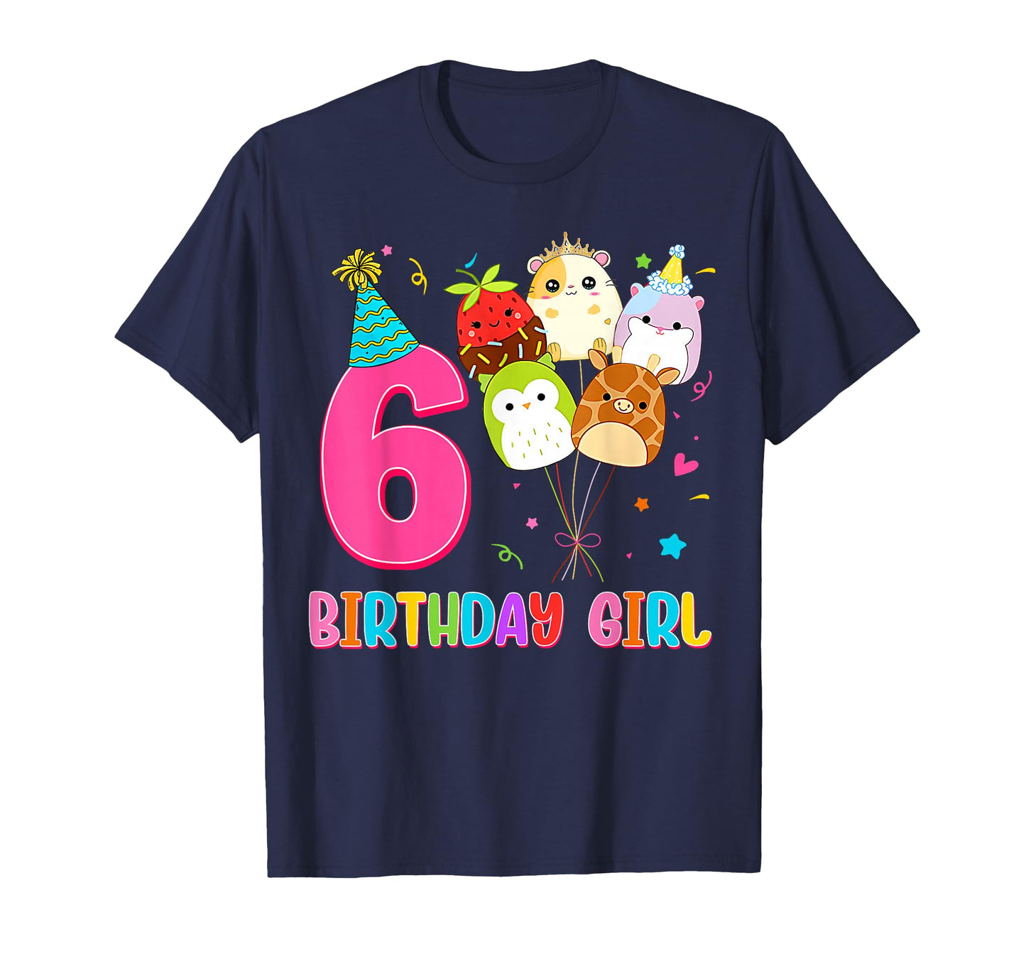 Birthday Girl Squish Squad 6 Years Old Cute 6th Birthday T-Shirt