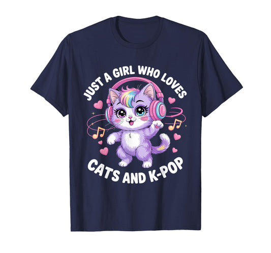K-Pop Just A Girl Who Loves Cats and K-Pop K Pop Kawaii Kpop T-Shirt