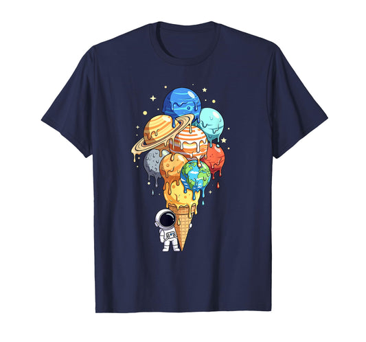 Astronaut Planet Ice Cream Cone Space Astronomy Solar System T-Shirt