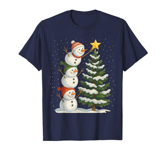 Funny Christmas Snowman Topper Tree Holiday Family Women Men T-Shirt