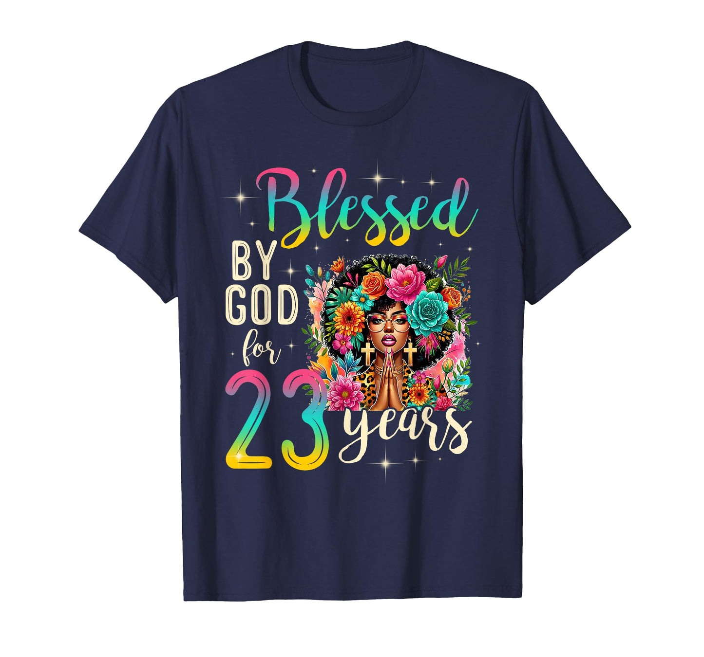 Black Girl Blessed by God for 23 Years Christian Birthday T-Shirt