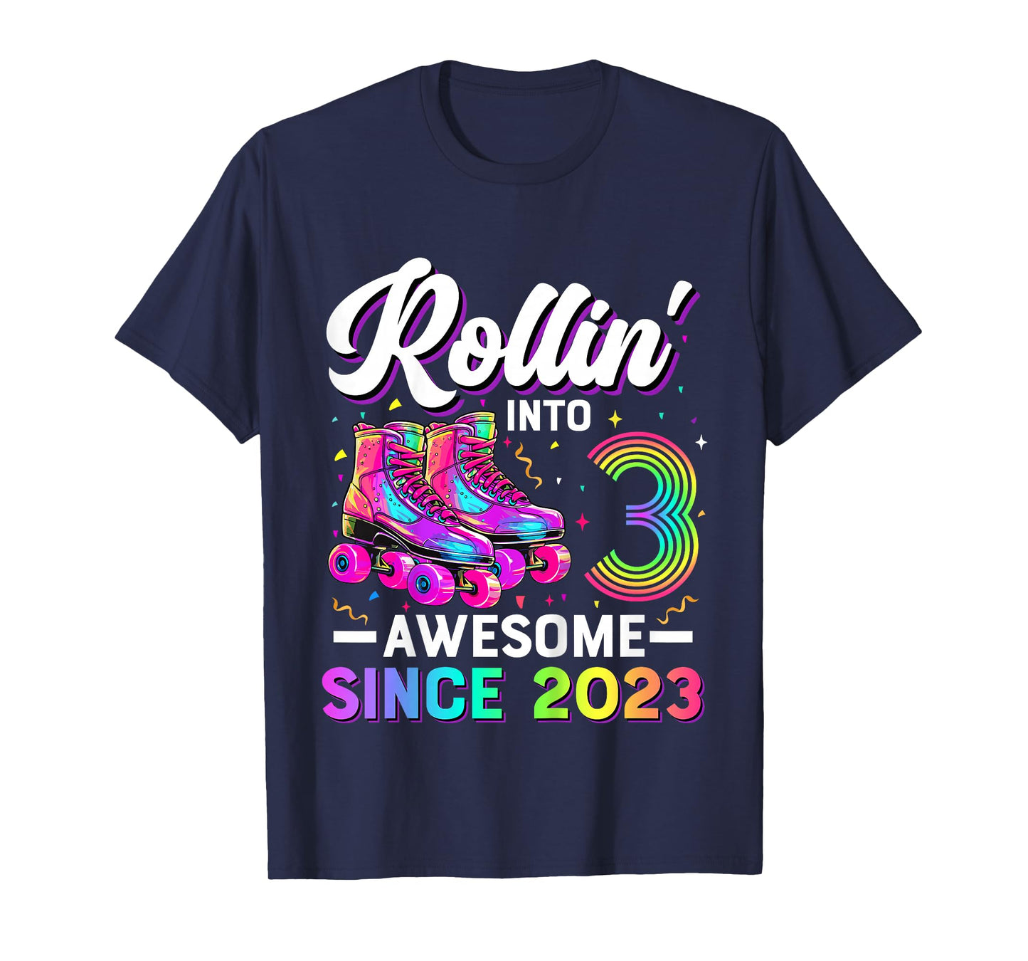 Kids 3rd Birthday Shirt Girl 3 Year Old Roller Skate Skating T-Shirt