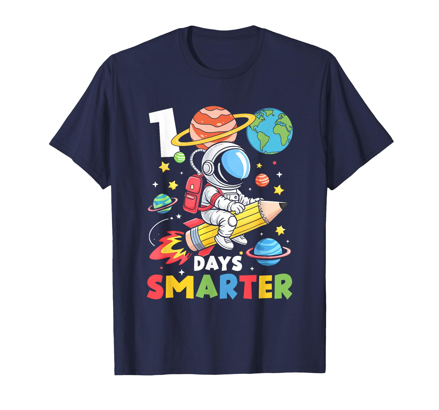 100 Days Smarter 100th Day of School Astronaut Space Kids T-Shirt
