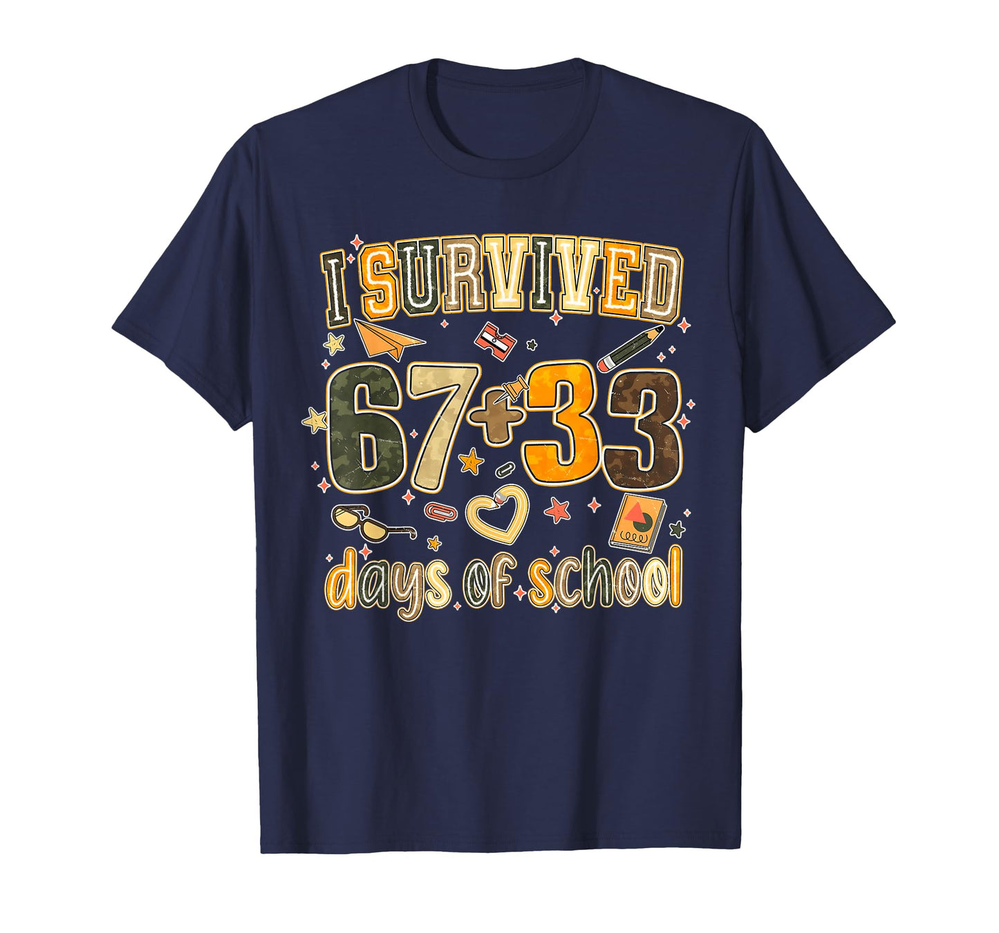 I Survived 67 + 33 Day of School Six Seven Donut Teacher Kid T-Shirt
