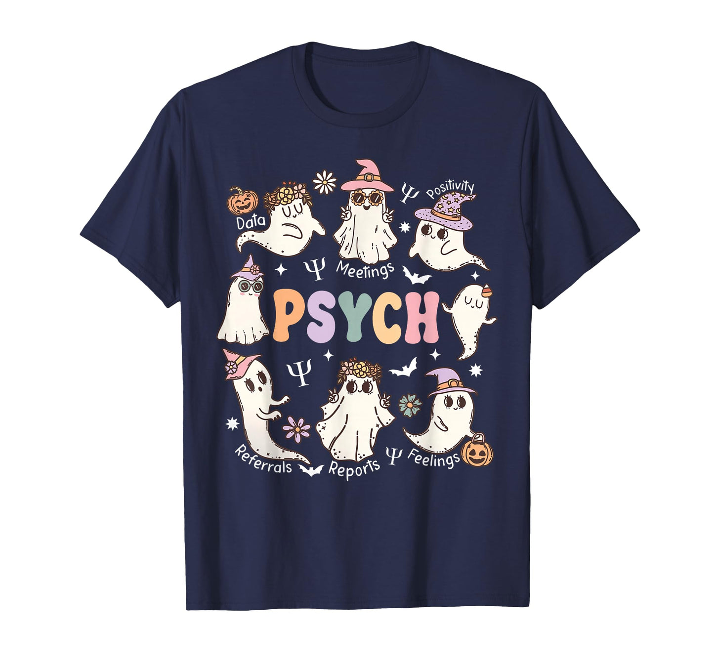 School Psychologist Halloween Spooky Psych Ghost Psychology T-Shirt
