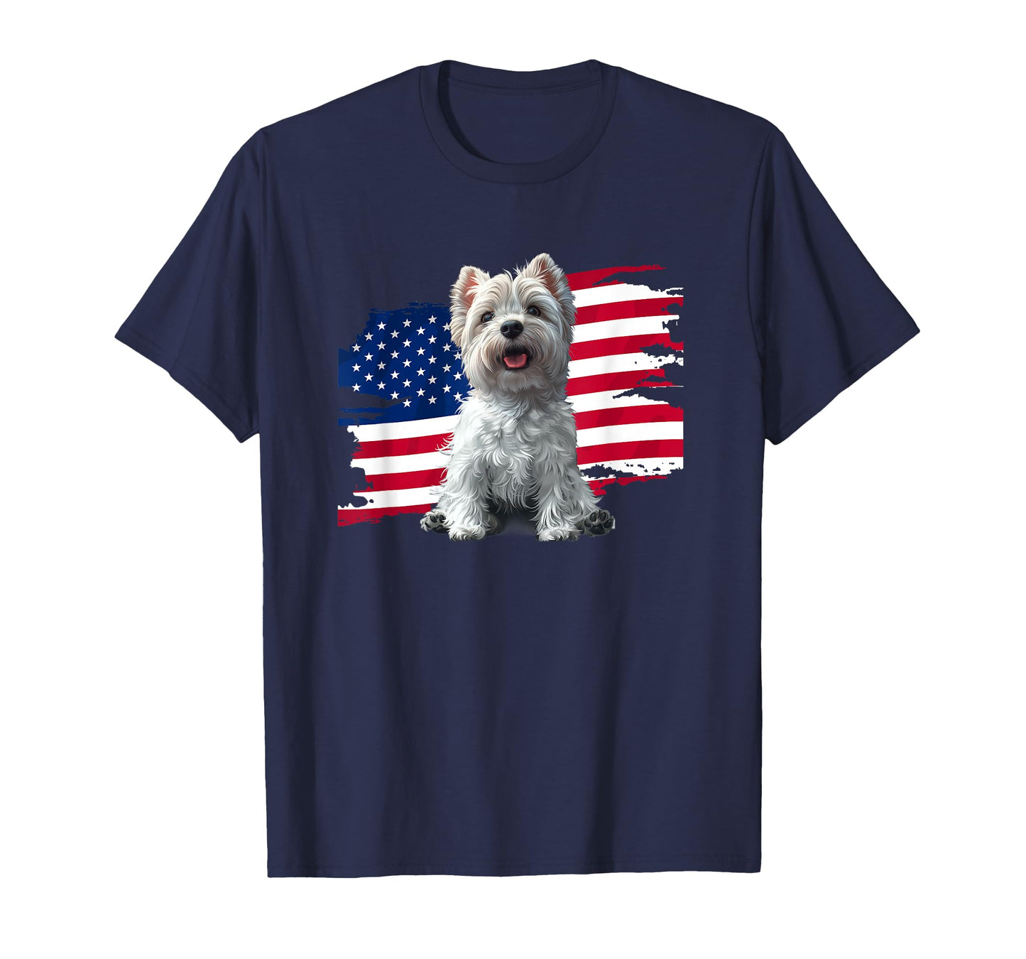 USA Flag 4th July Fourth Patriotic America Westie Dog Lover T-Shirt