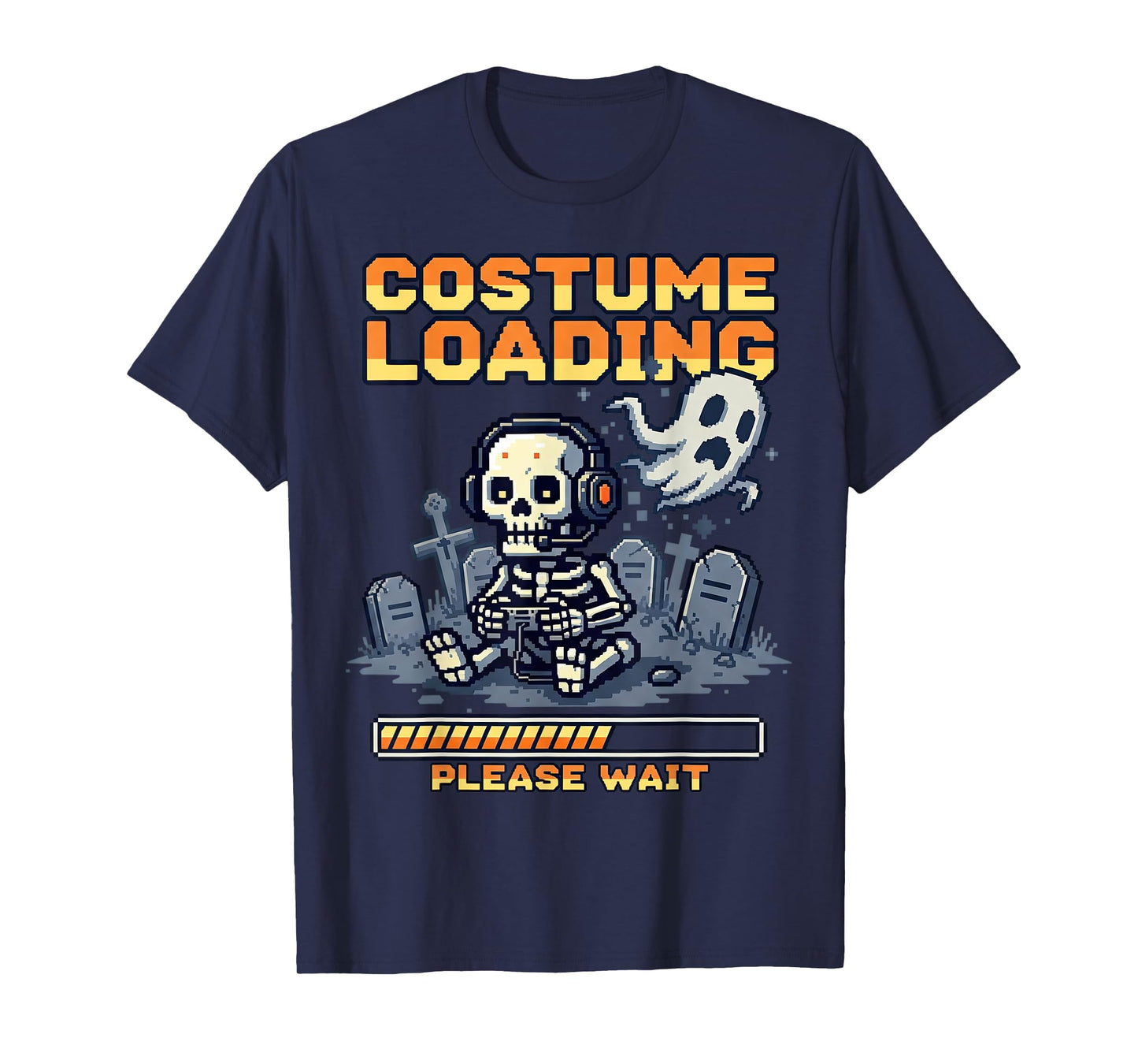 Funny Skeleton Gamer Costume Loading Please Wait Halloween T-Shirt