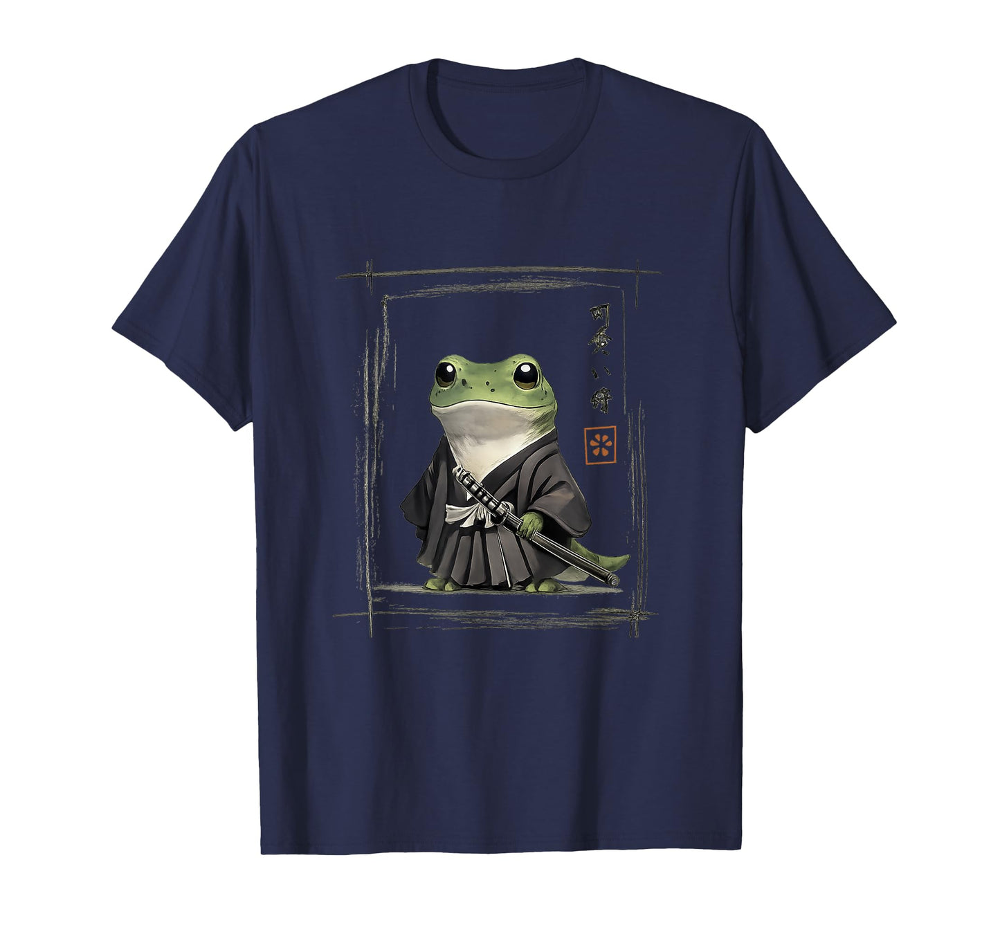 Samurai Frog Japanese Art Sumi-e Novelty Kawaii Funny Frog T-Shirt