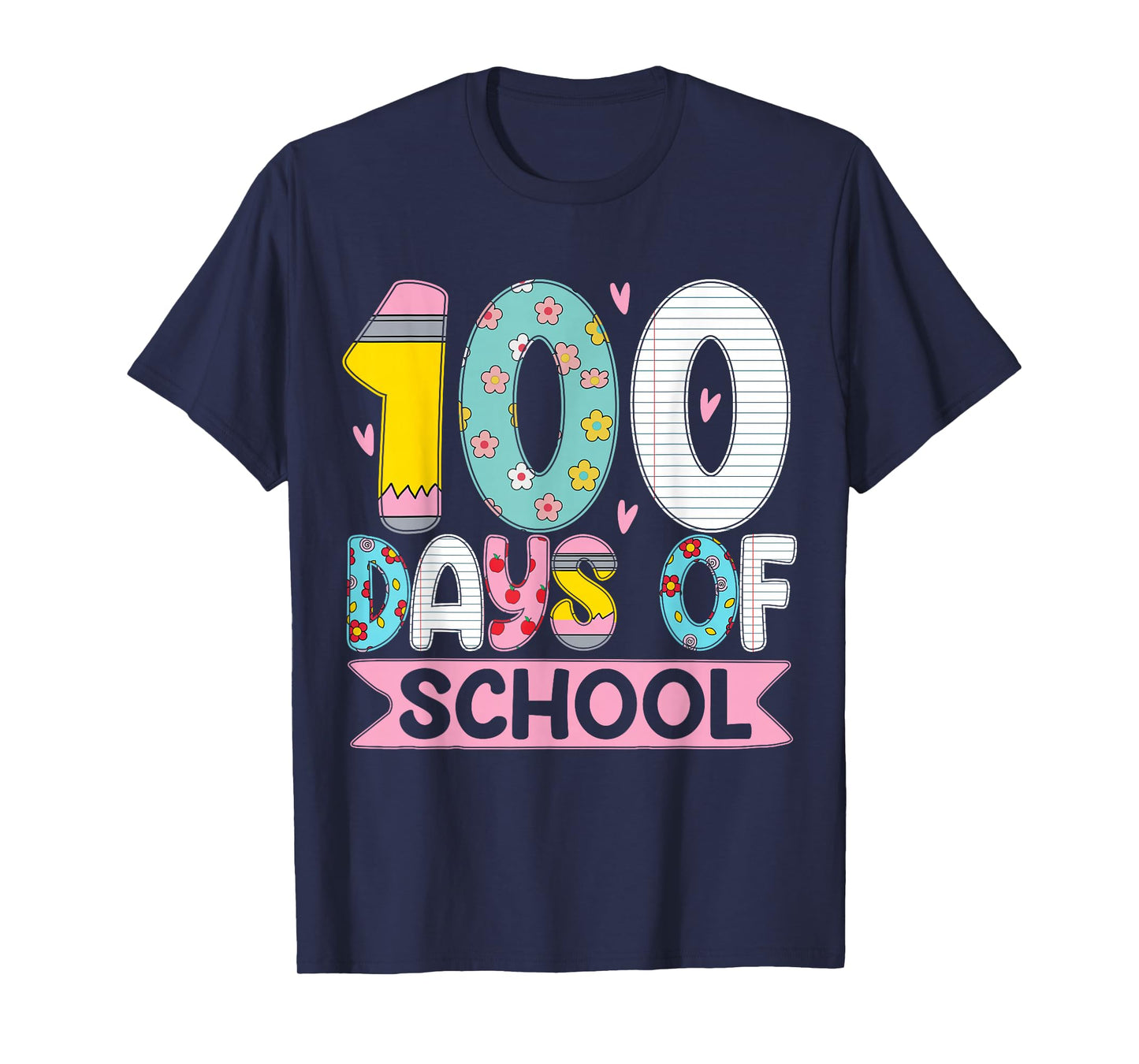 Cute 100 Days of School Toddler Kids Girl 100th Day Teacher T-Shirt