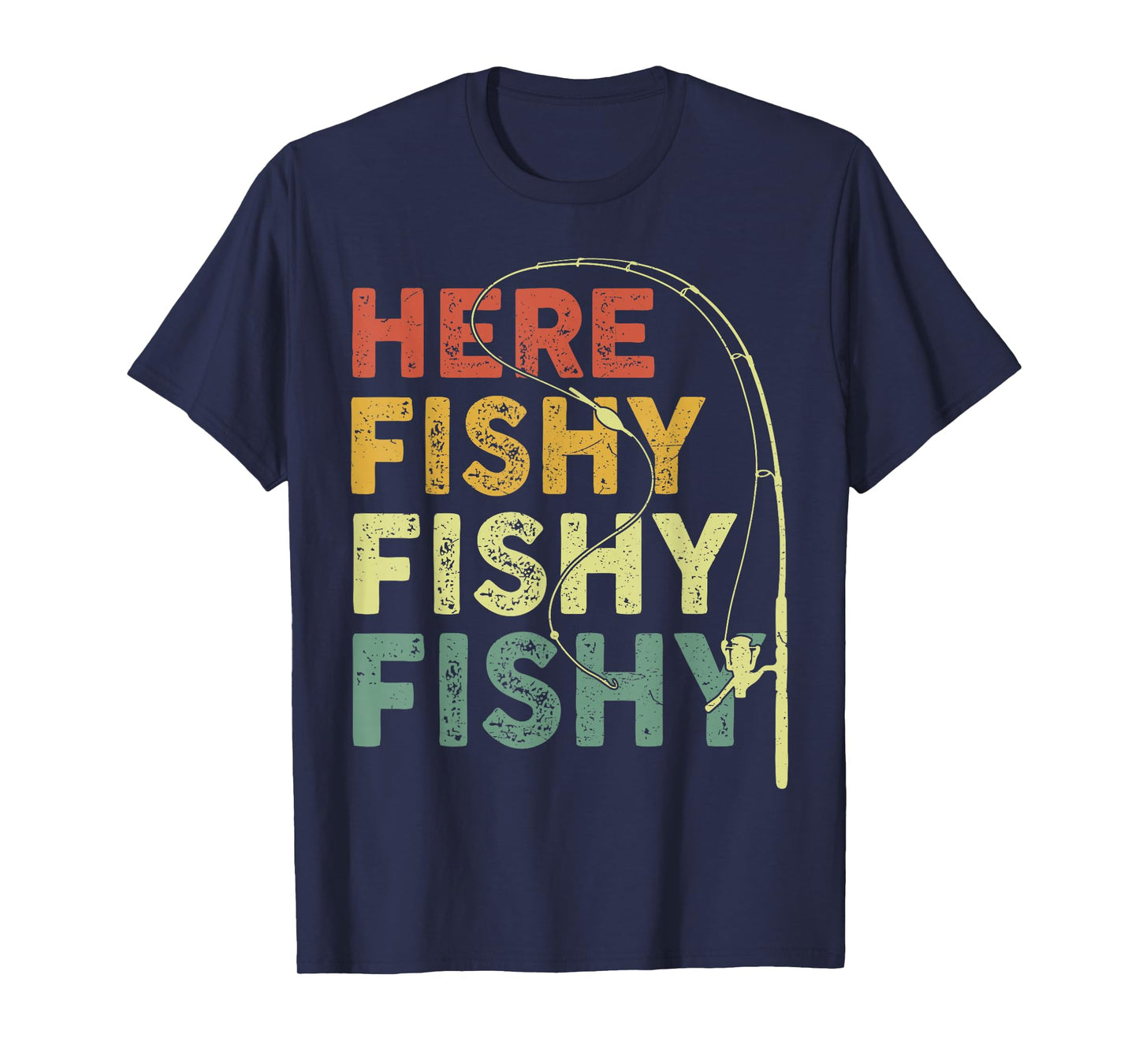 Fishing Here-Fishy Bass Fish Dad Funny Graphic T-Shirt
